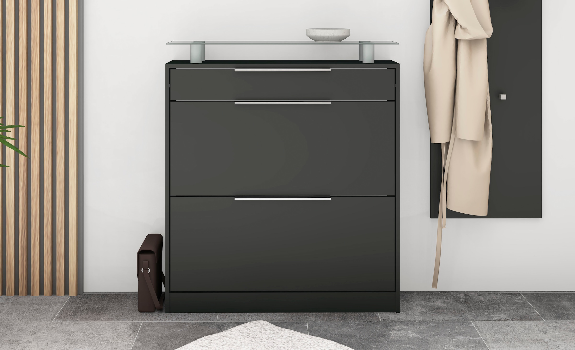 borchardt Möbel Schuhschrank »Oliva«, Breite 89 cm, stehend, mit 2 Doppeltrommeln und 1 Schubkasten
