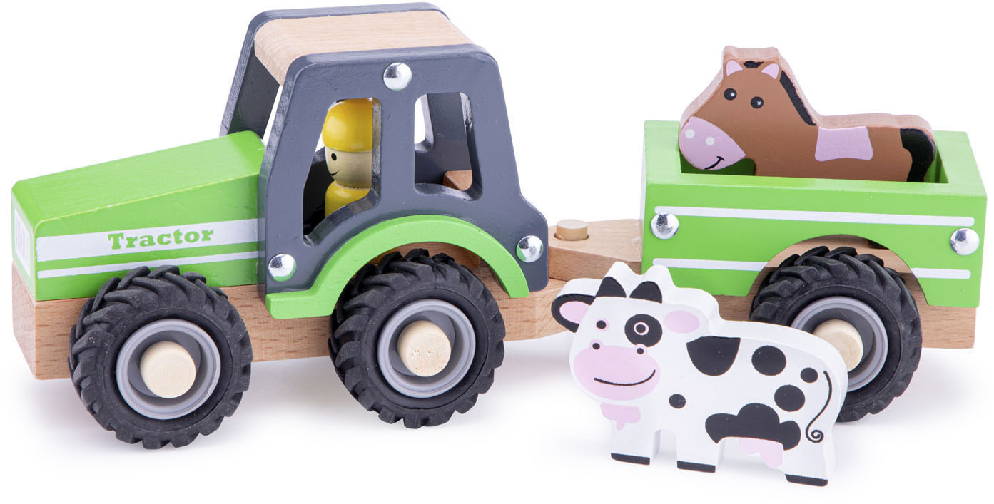 Spielzeug-Traktor »Holzspielzeug, Little Driver - Holztraktor«, (Set), mit Anhänger