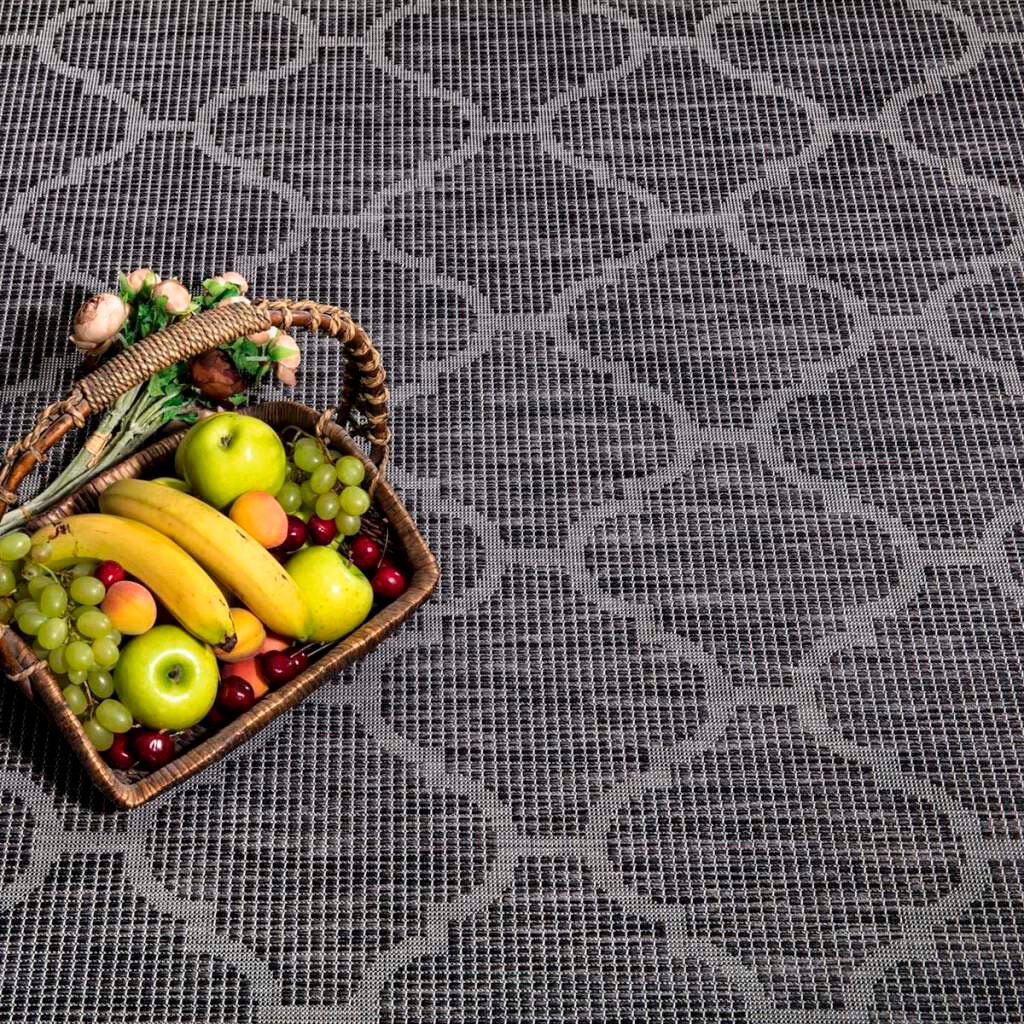 Carpet City Teppich »PALM3069«, rund, 5 mm Höhe, Wetterfest & UV-beständig, für Balkon, Terrasse, Küche, flach gewebt