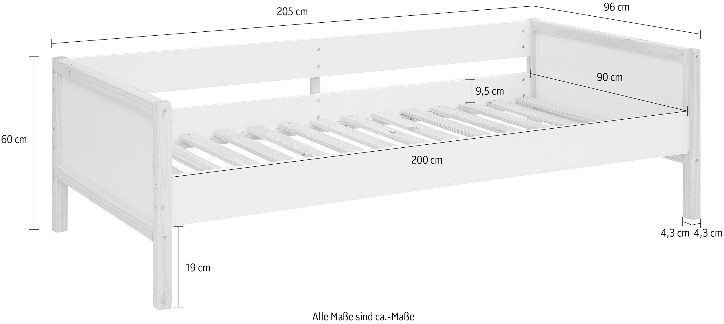 Lüttenhütt Daybett »Janne«, Kiefernholz, in verschiedenen Farbvarianten, Liegefläche 90x200 cm