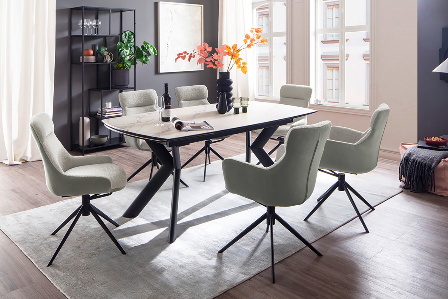 MCA furniture Esszimmerstuhl »PELION«, Feingewebe, (2er-Set), drehbar 360°, Dreh- & Schwingfunktion, Sitzhöhe ca. 50 cm