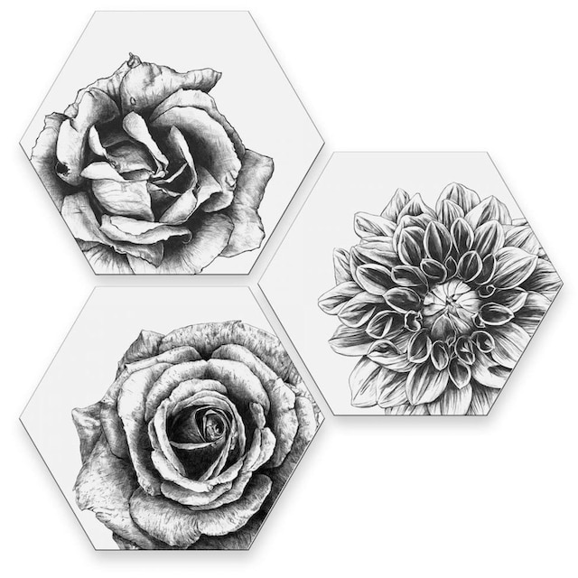 Wall-Art Mehrteilige Bilder »Blumen Collage Floral Deko«, (Set, 3 St.)  online shoppen | Jelmoli-Versand