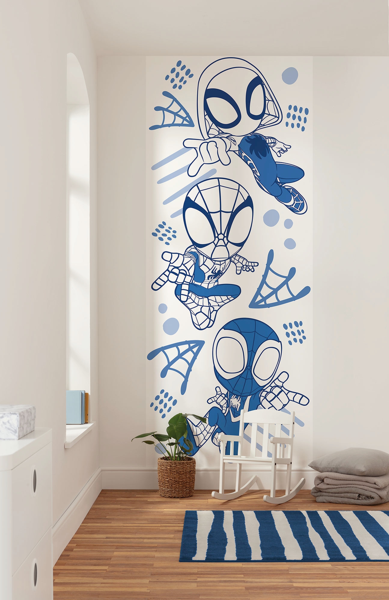 Komar Kindertapete "Marvel Spidey and His Amazing Friends Blue Lines" bedruckt glatt