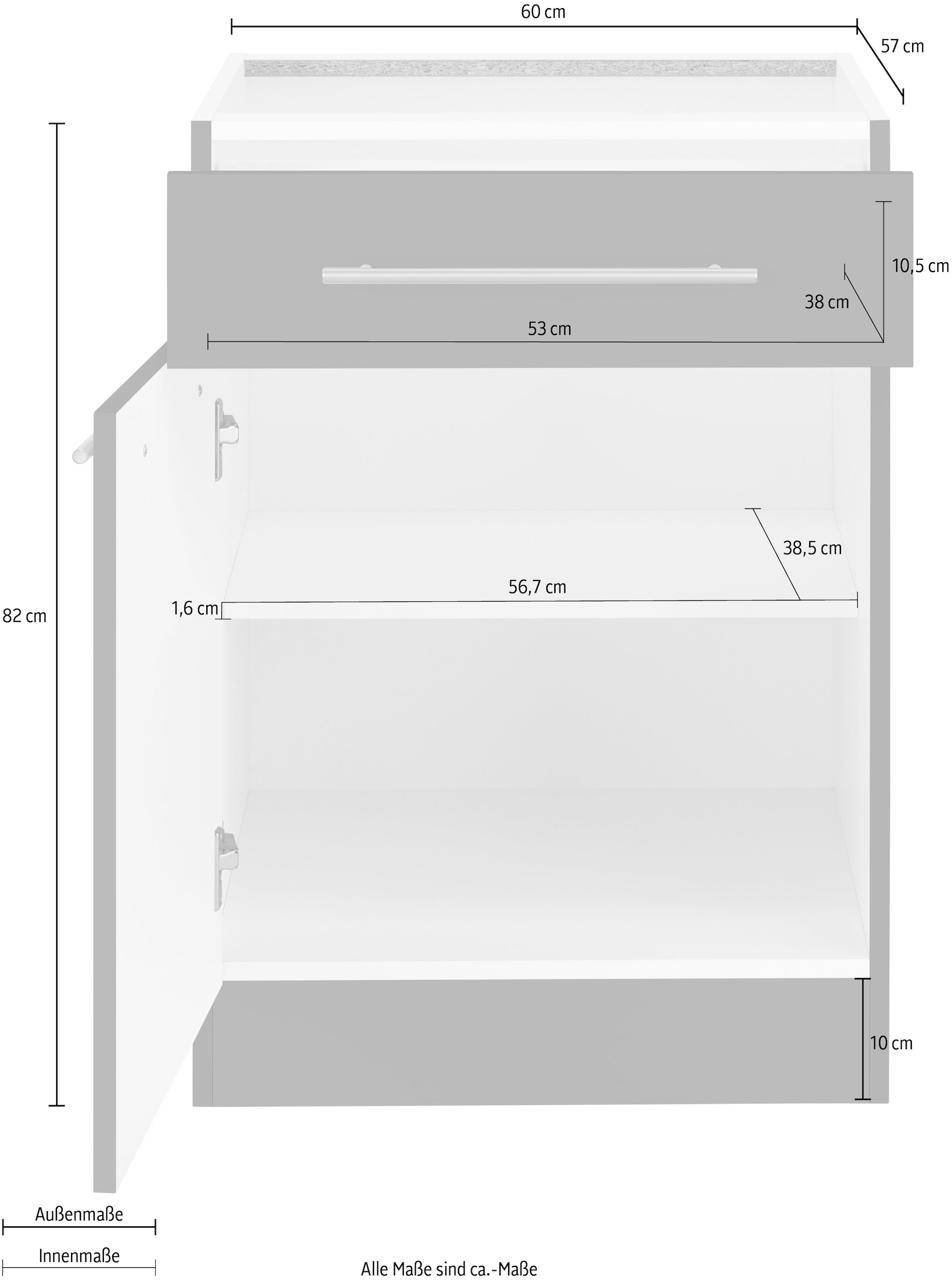 wiho Küchen Unterschrank »Unna«, 60 cm breit, ohne Arbeitsplatte