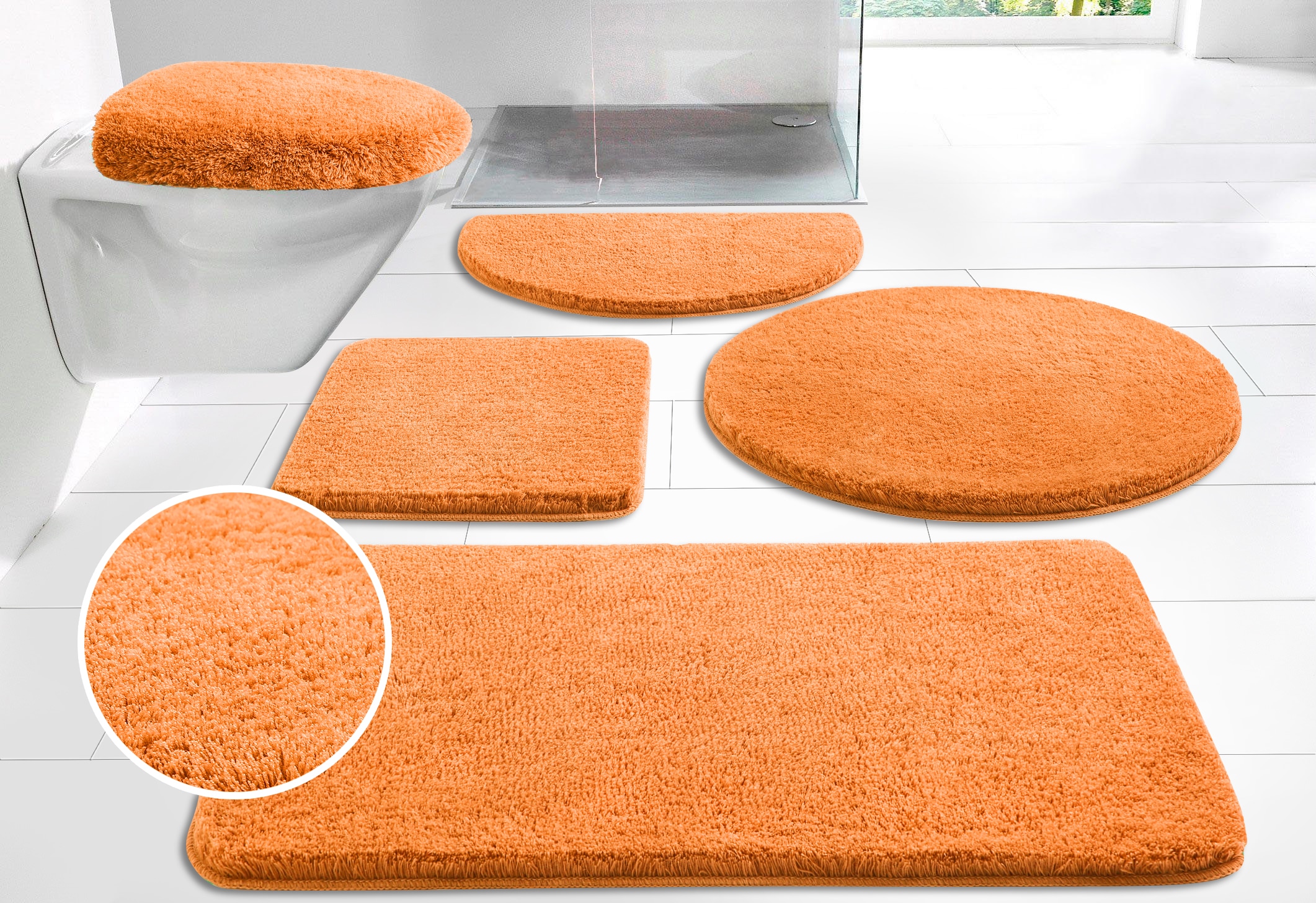 my home Badematte »Merida, Badvorleger, Badezimmer Teppich«, rutschhemmend beschichtet, fussbodenheizungsgeeignet-schnell trocknend-strapazierfähig, Badteppich, Uni Farben, rechteckig, rund & als 2-tlg. Set erhältlich