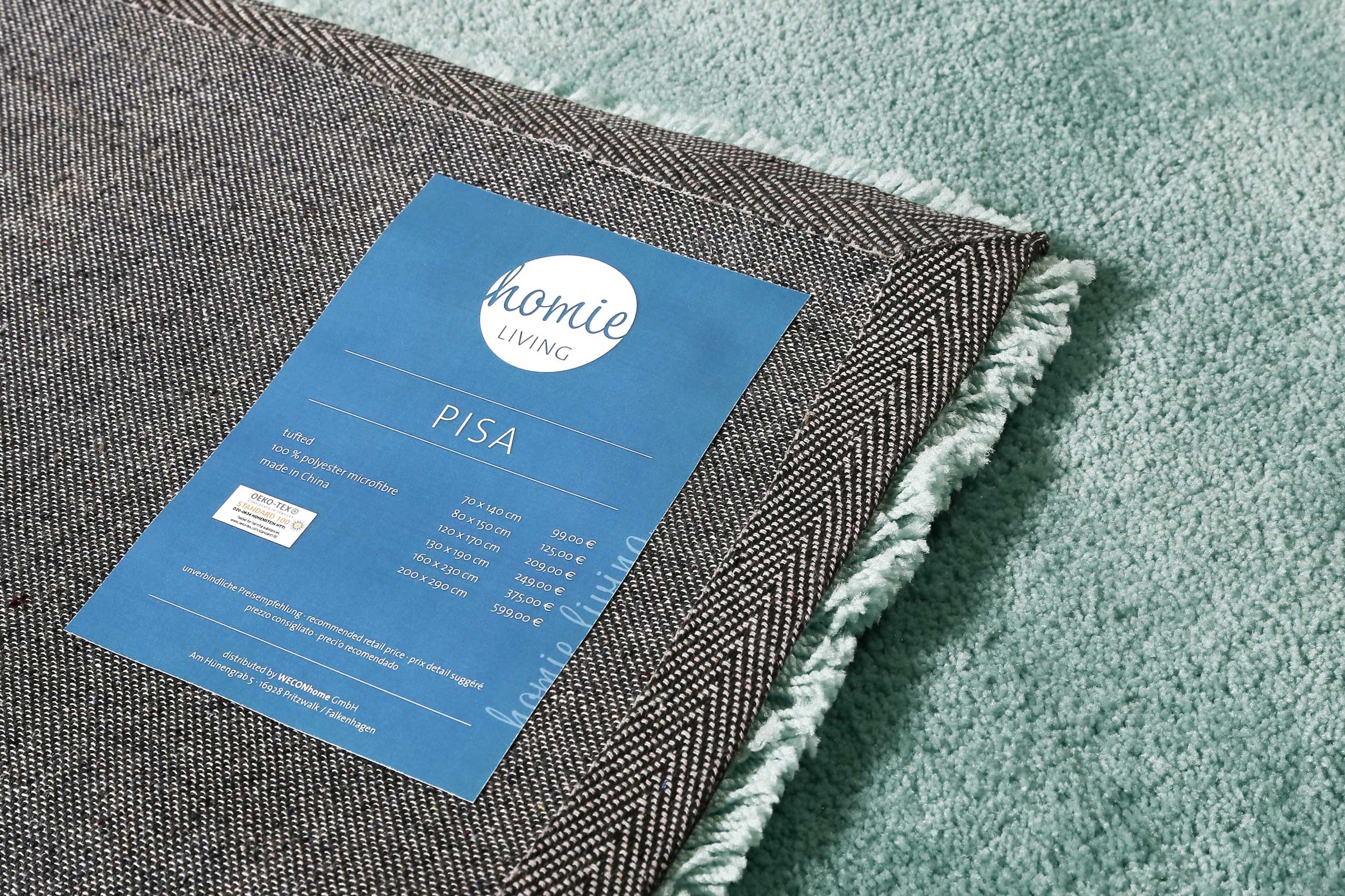 Homie Living Teppich »Pisa«, rund, 25 mm Höhe, Hochflor, Microfaser, uni, weich, Shaggy, Wohnzimmer, Schlafzimmer