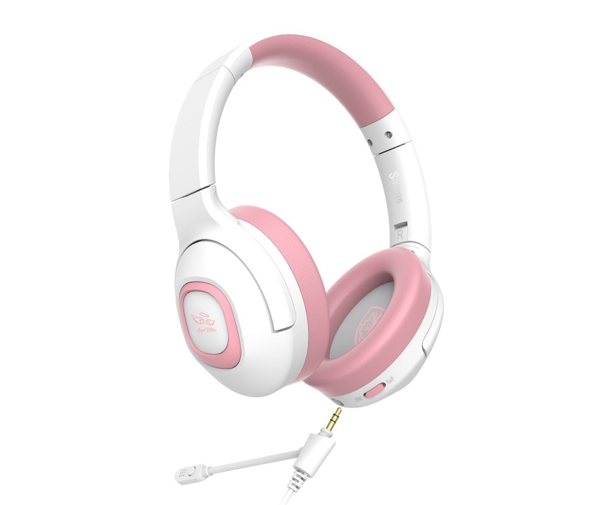 Sades Gaming-Headset »Shaman SA-724 Gaming Headset, weiss/pink, USB, kabelgebunden«, Mikrofon abnehmbar, Stereo, Over Ear, PC, PST, XBox, Nintendo Switch, VR, Phone
