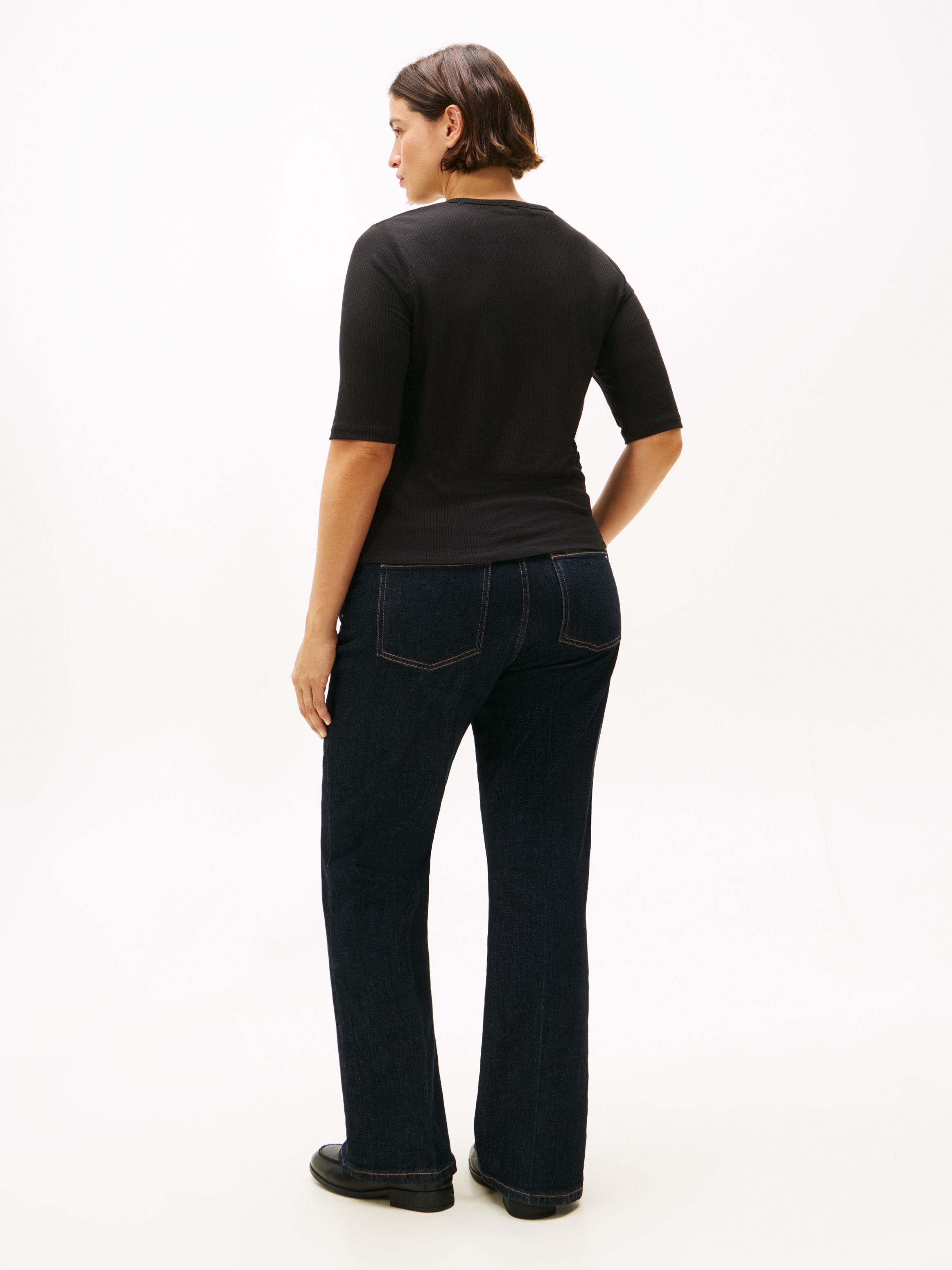 Tommy Hilfiger Curve Kurzarmshirt »CRV SLIM 5X2 RIB C-NK 1/2 SLV«, in grossen Grössen, in gerippter Struktur