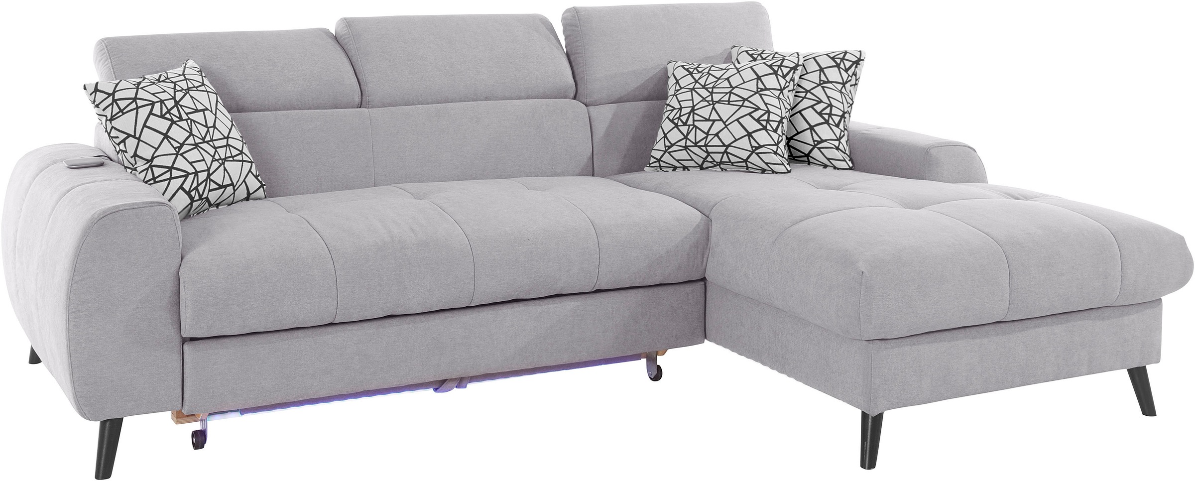 COTTA Ecksofa »Mia L-Form«, 3-tlg.-Kissen-Set, Recamiere, wahlweise mit oder ohne RGB-Beleuchtung