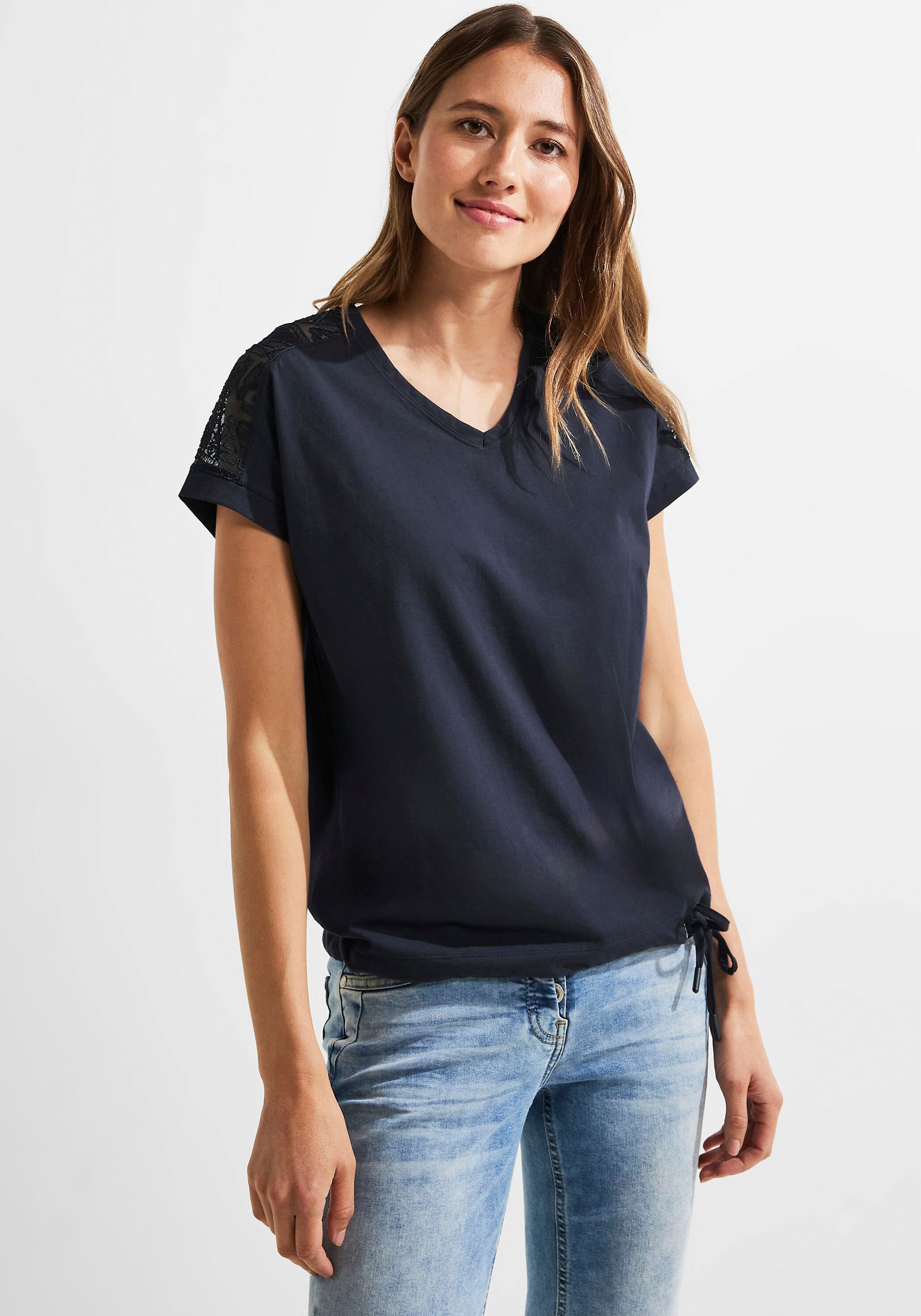 Cecil T-Shirt, mit Jelmoli-Versand V Schweiz bei leicht -Ausschnitt online shoppen abgerundetem