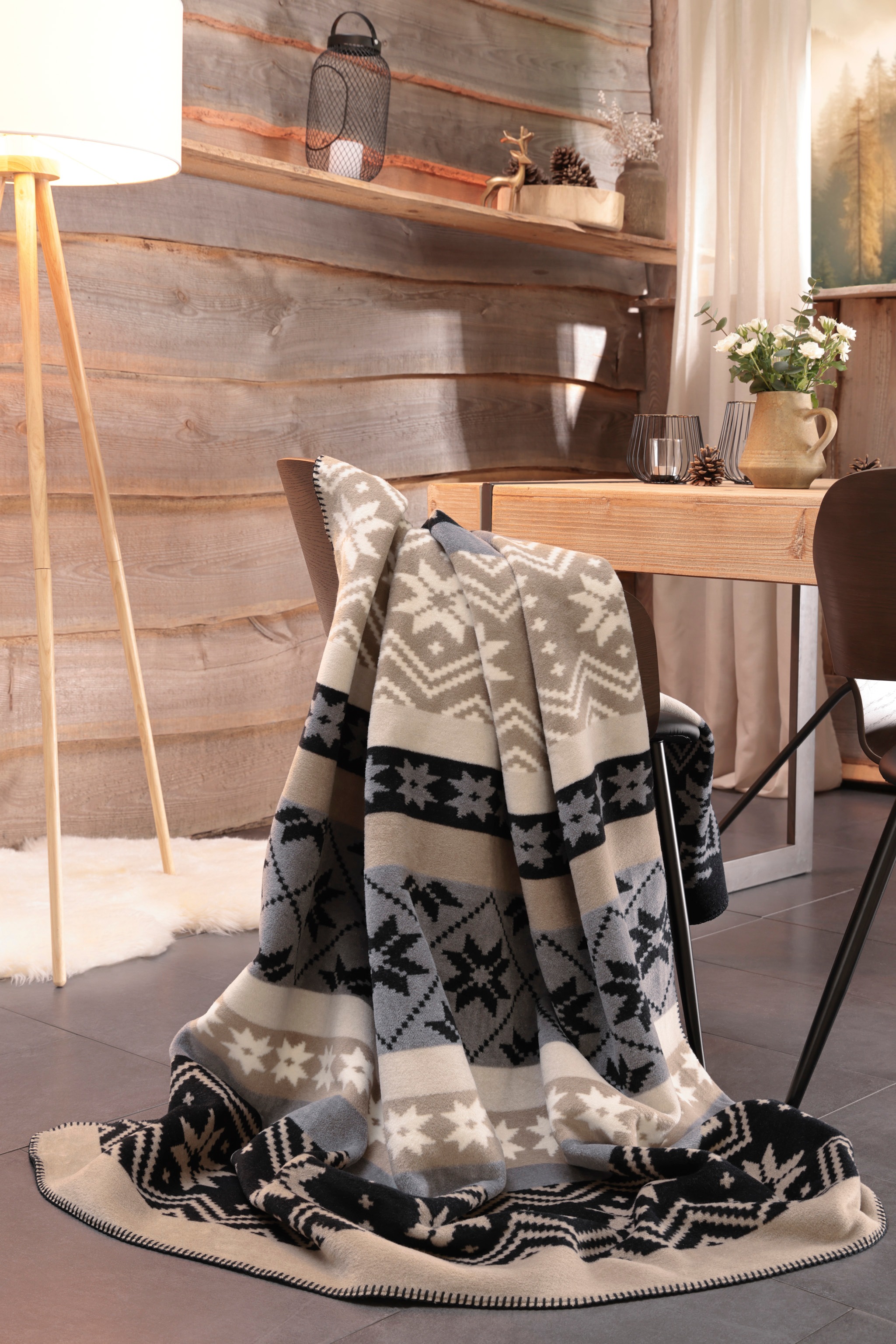 Biederlack Wohndecke "Winter Braid" mit Zierstich