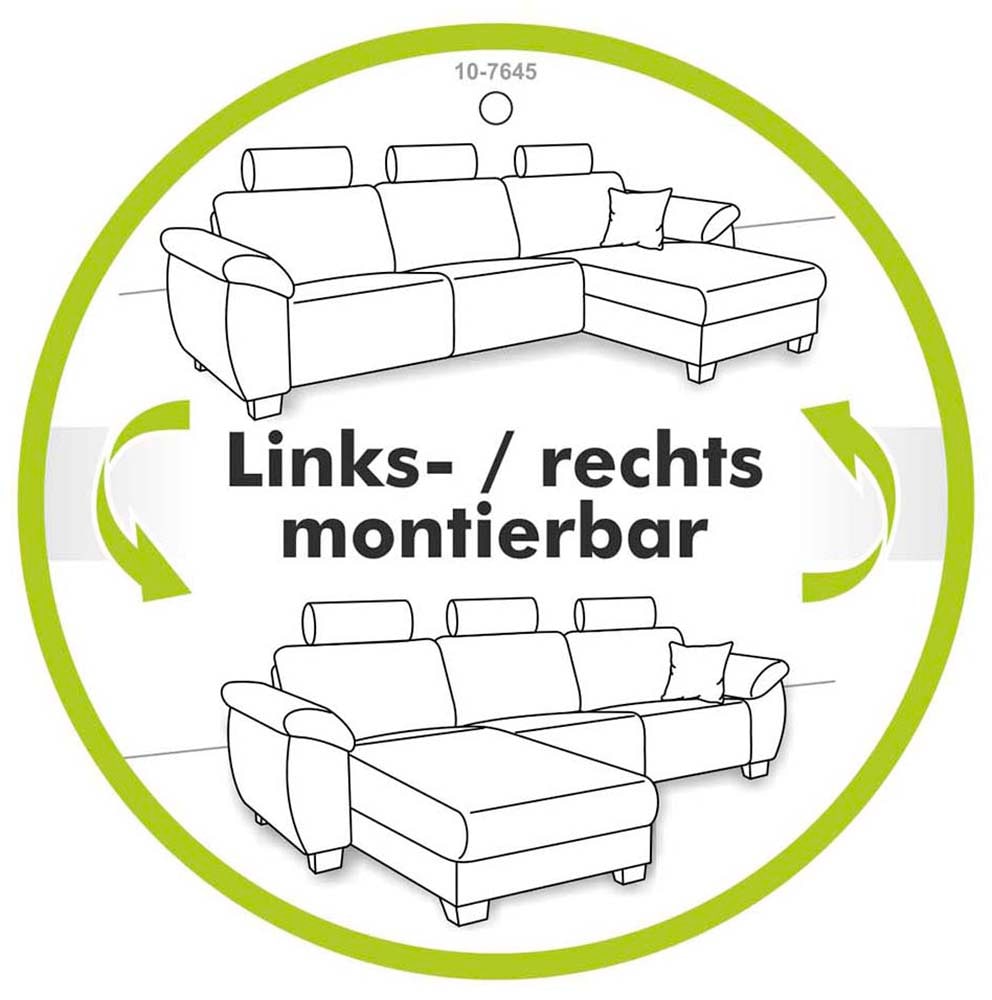 Places of Style Ecksofa, mit Bettfunktion, Bettkasten und Federkern, wahlweise mit 1 oder 3 Kopfstützen, Ottomane links oder rechts montierbar