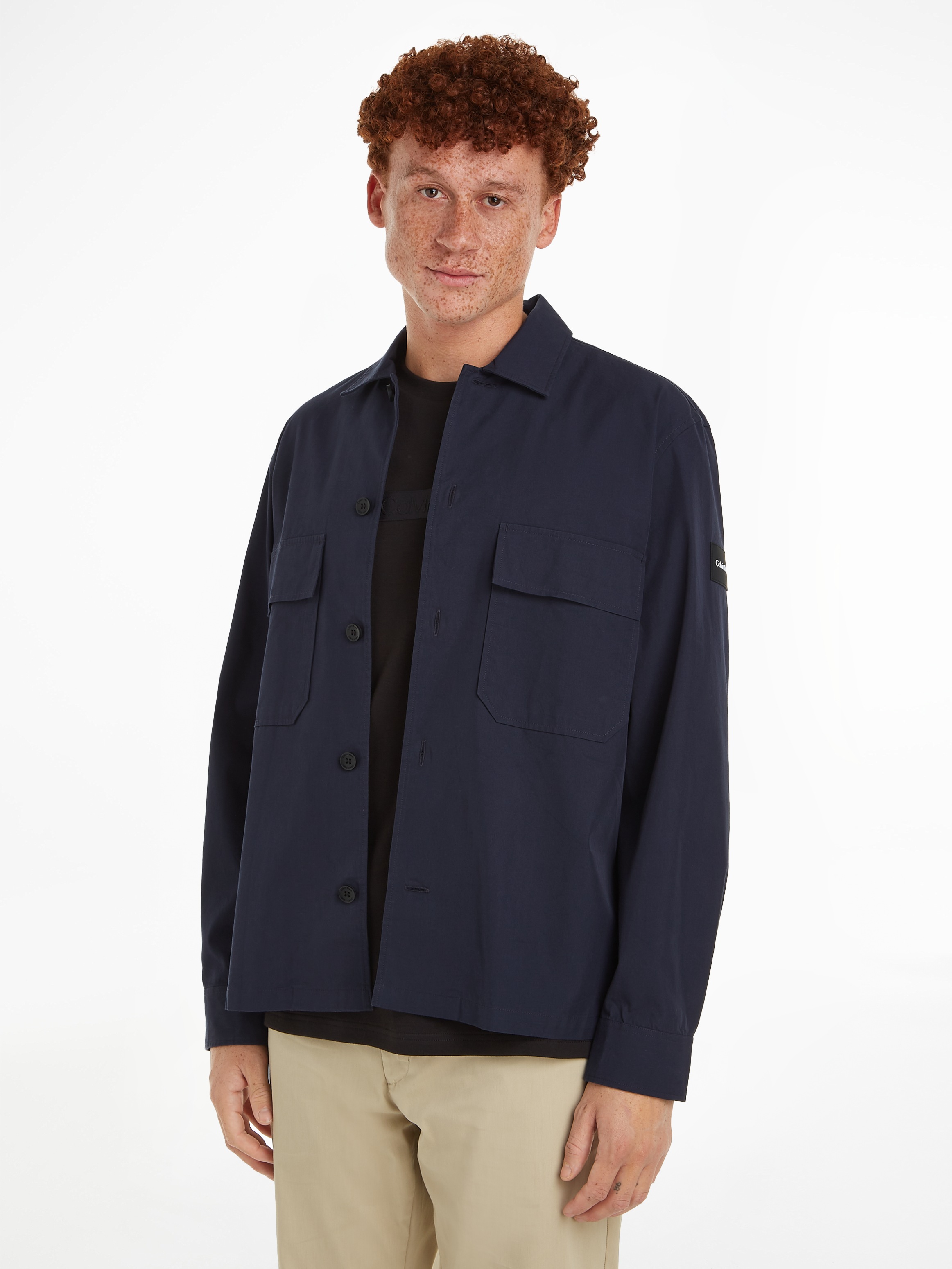 Calvin Klein Langarmhemd »COTTON NYLON OVERSHIRT« mit aufgesetzten Brusttaschen