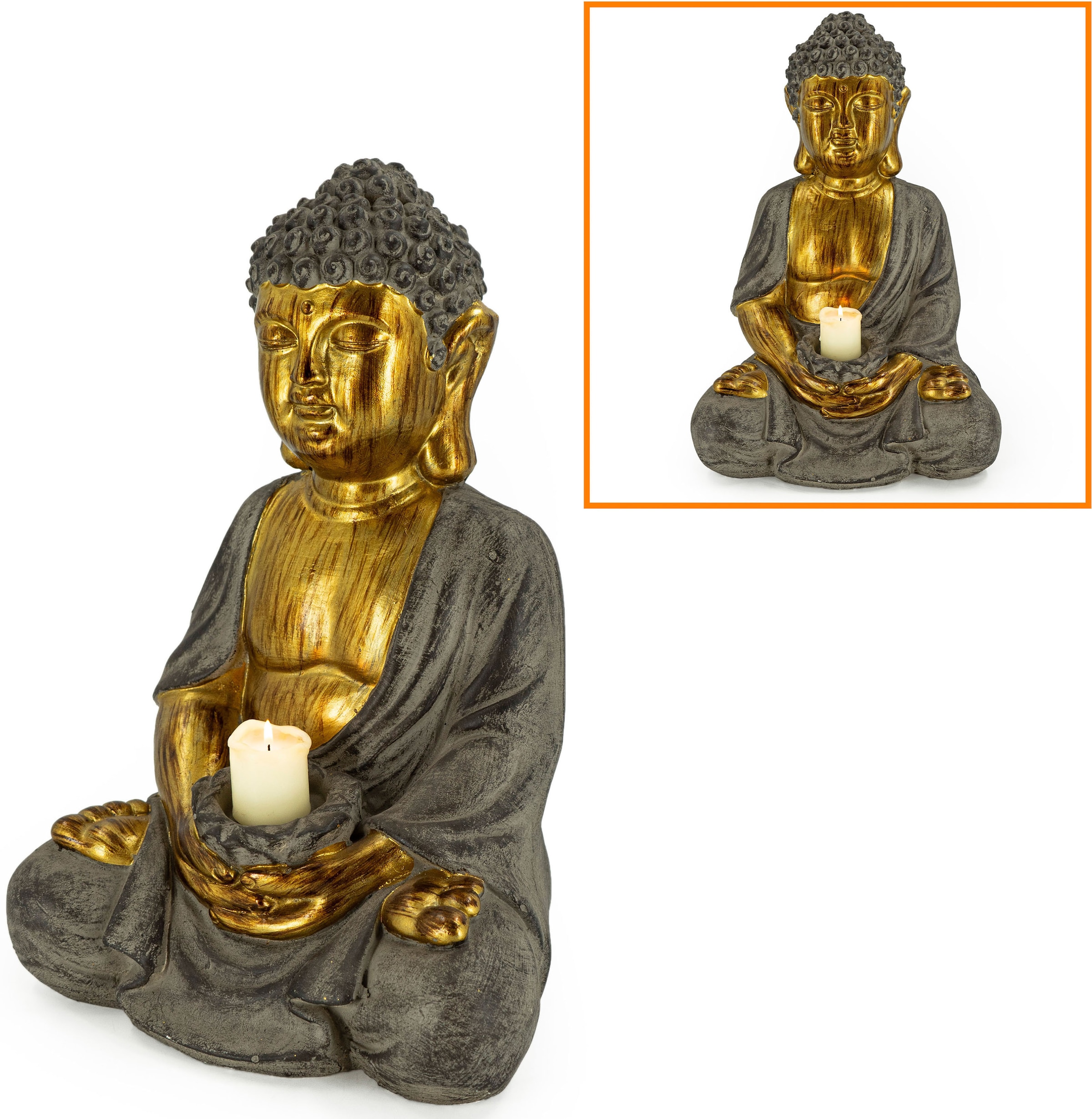 NOOR LIVING Kerzenhalter »Buddha«, (1 ca. cm bestellen Magnesia, Höhe online St.), 45 aus sitzend