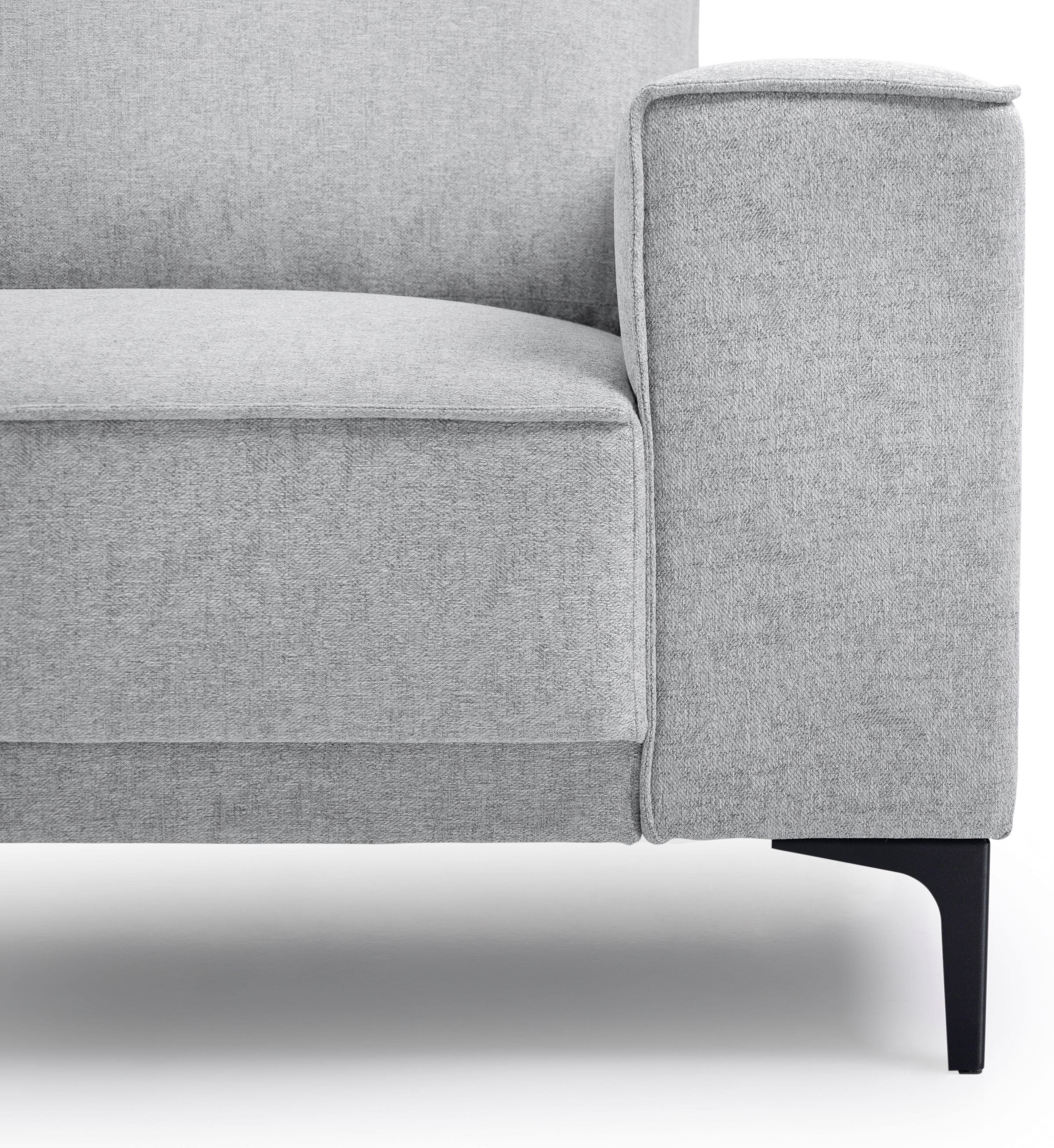 Places of Style Wohnlandschaft »XXL Sofa Oland, Struktur, Flachgewebe, Luxus-Microfaser, Boucle«, U-Form, 342 cm, Wellenunterfederung, Skandi-Design, Metallfüsse