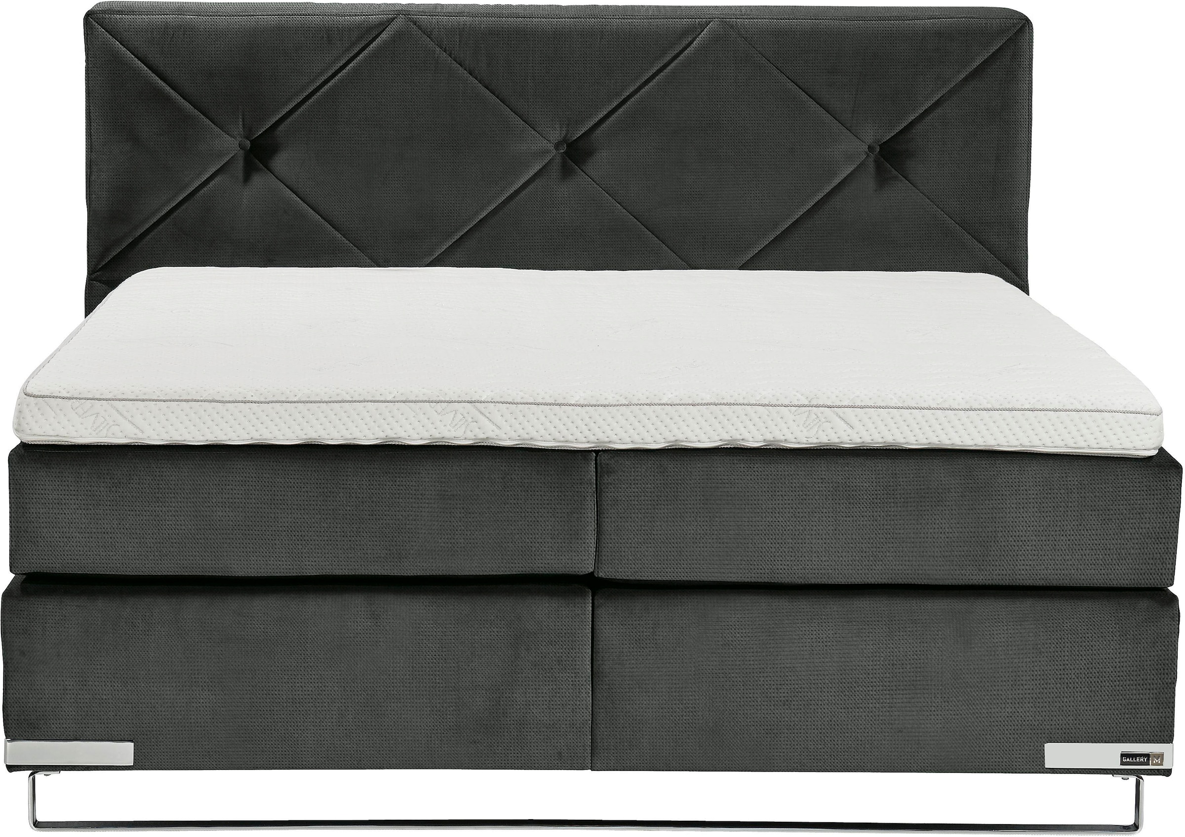 Musterring Boxspringbett »Dubai«, Kufe in Chrom, 3 Härtegrade, Kopfteil mit Knopfheftung