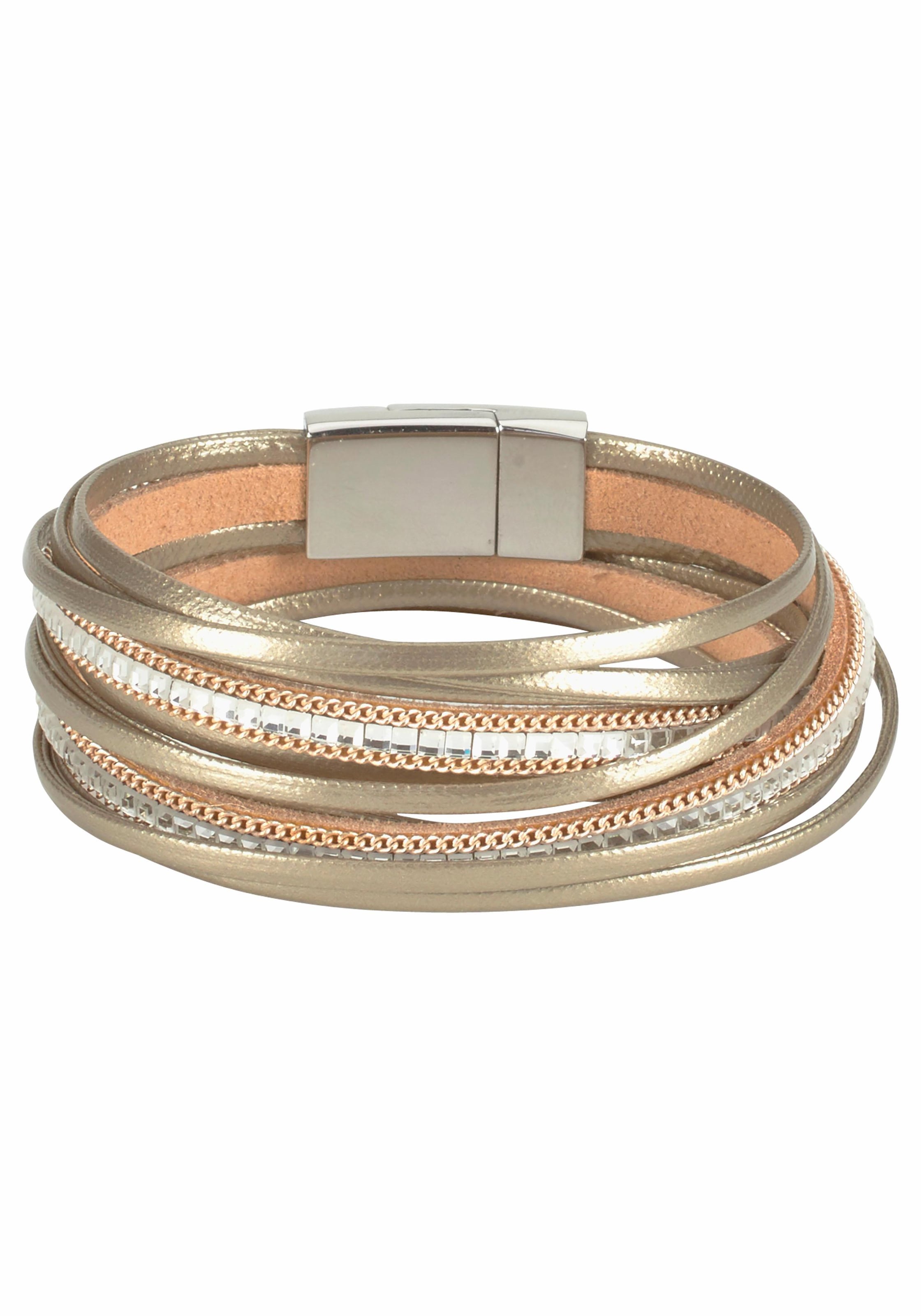 Firetti Wickelarmband »im Metallic Look«, mit Glasstein