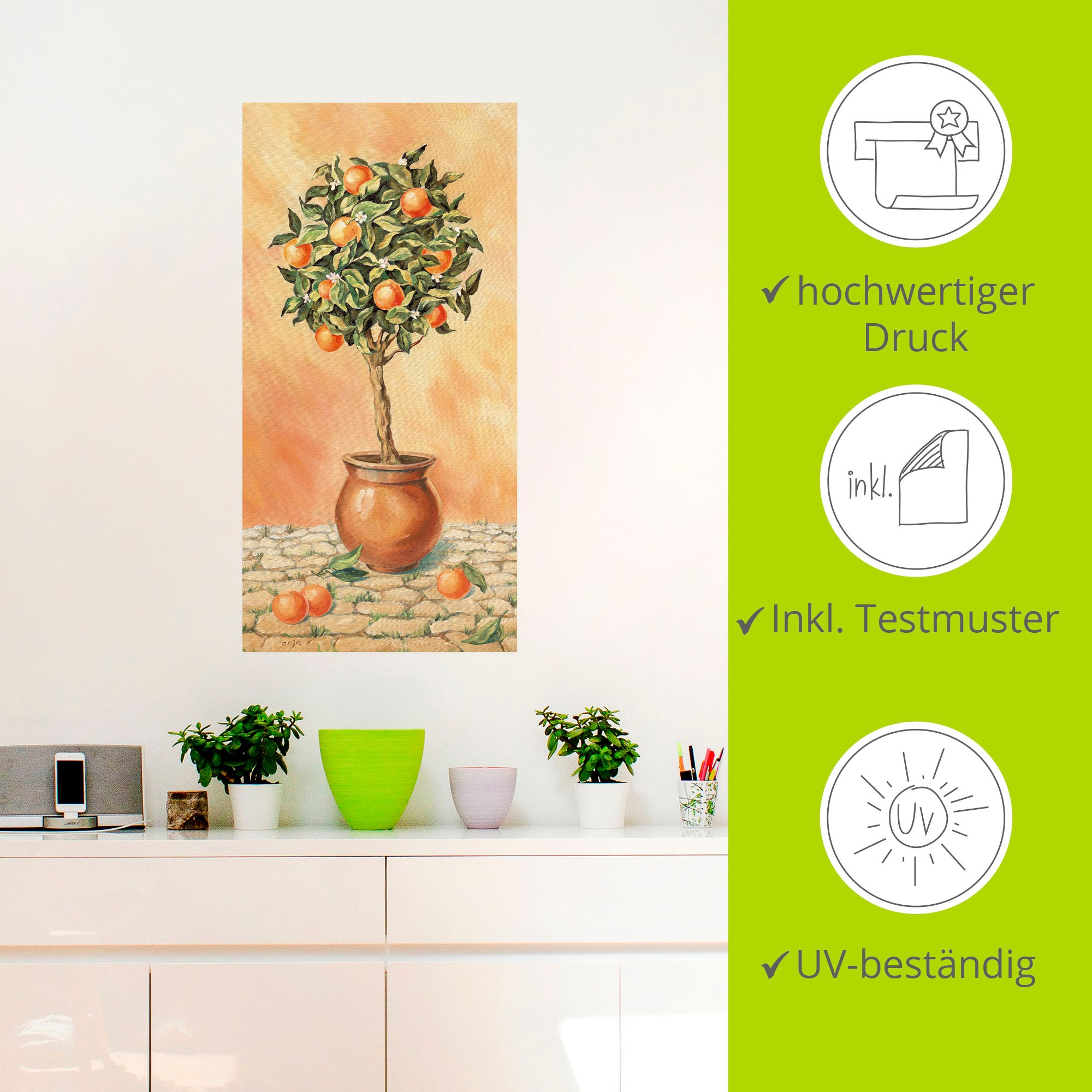 Artland Wandbild »Orangenbaum I«, Pflanzen, (1 St.), als Alubild, Outdoorbild, Leinwandbild, Wandaufkleber, versch. Grössen