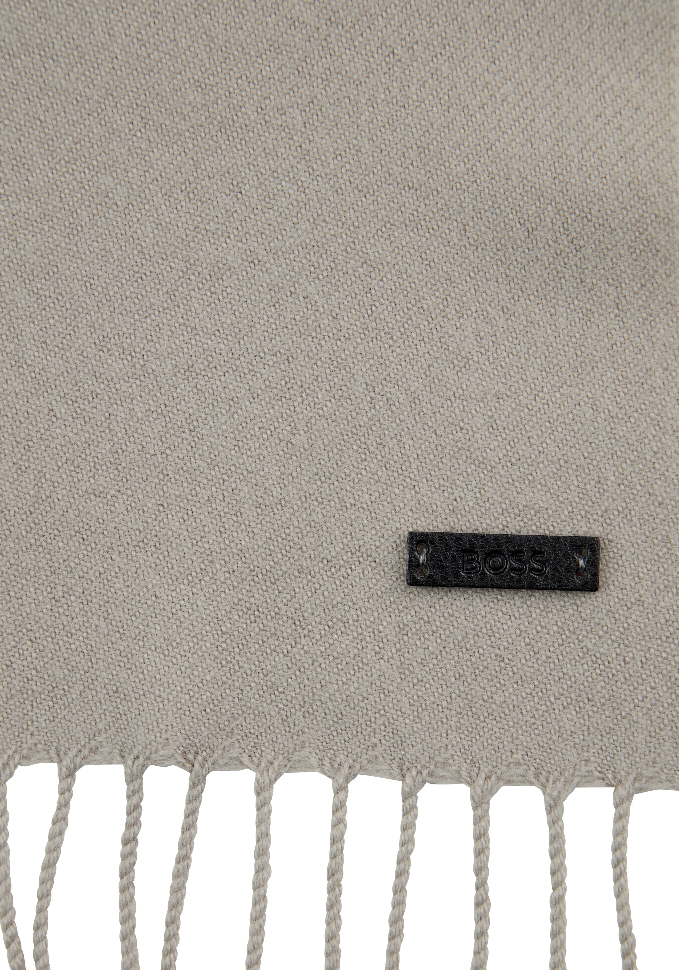 BOSS Wollschal »Naster 35*180«, mit gedrehten Fransen 100% Wolle Lederlabel Premium Quality