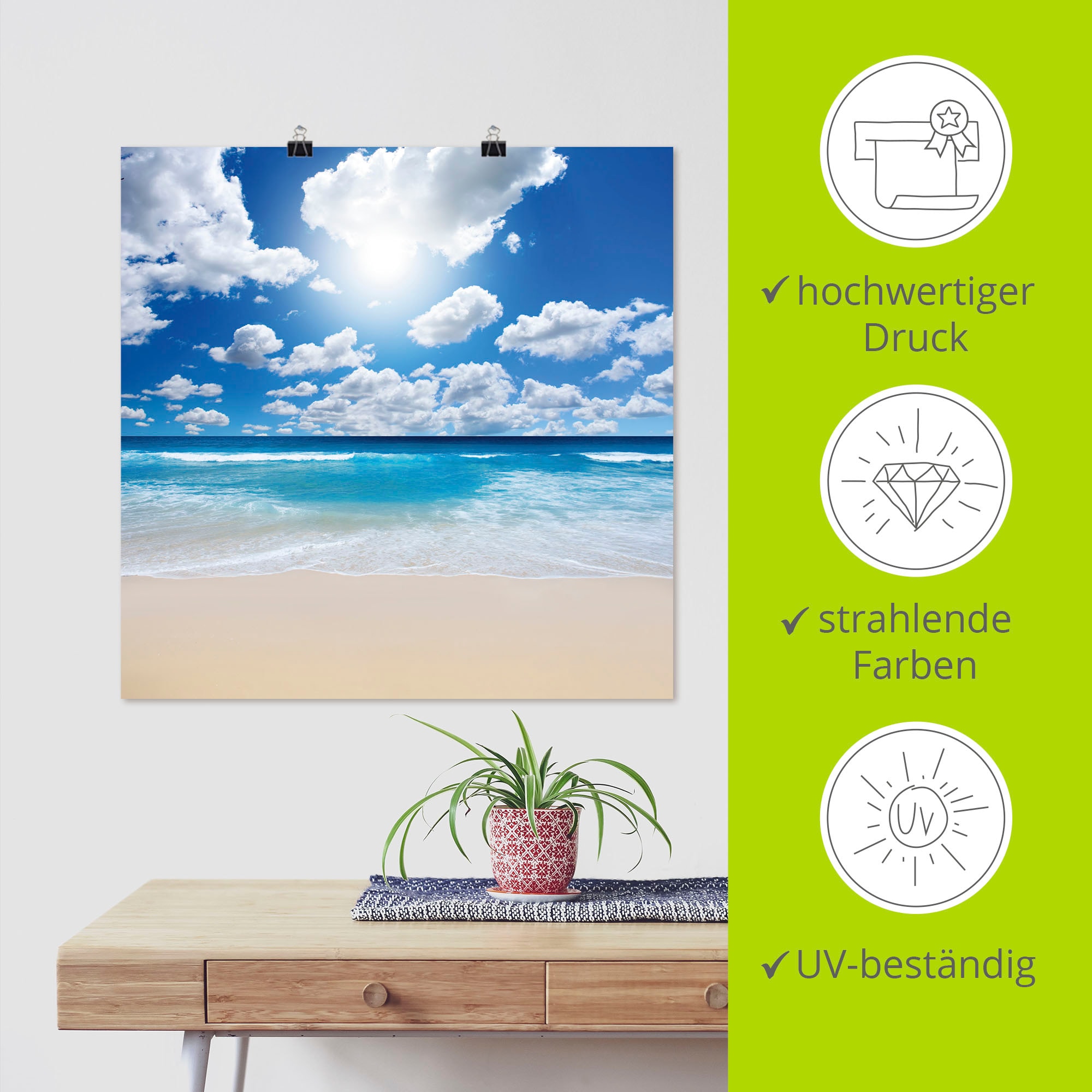 Artland Wandbild »Grossartige Strandlandschaft«, Strand, (1 St.), als Leinwandbild, Poster, Wandaufkleber in verschied. Grössen