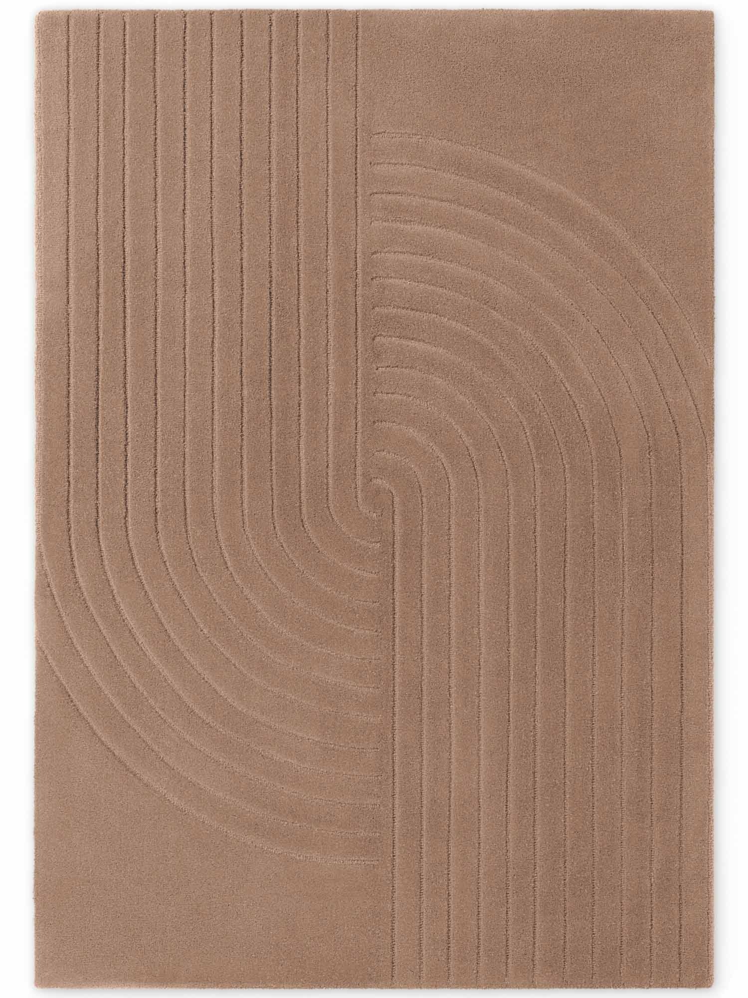 THE RUGS Vikosa Arcura Wool Rug Abstract Living Room in Beige | Size: 120cm x 180cm
