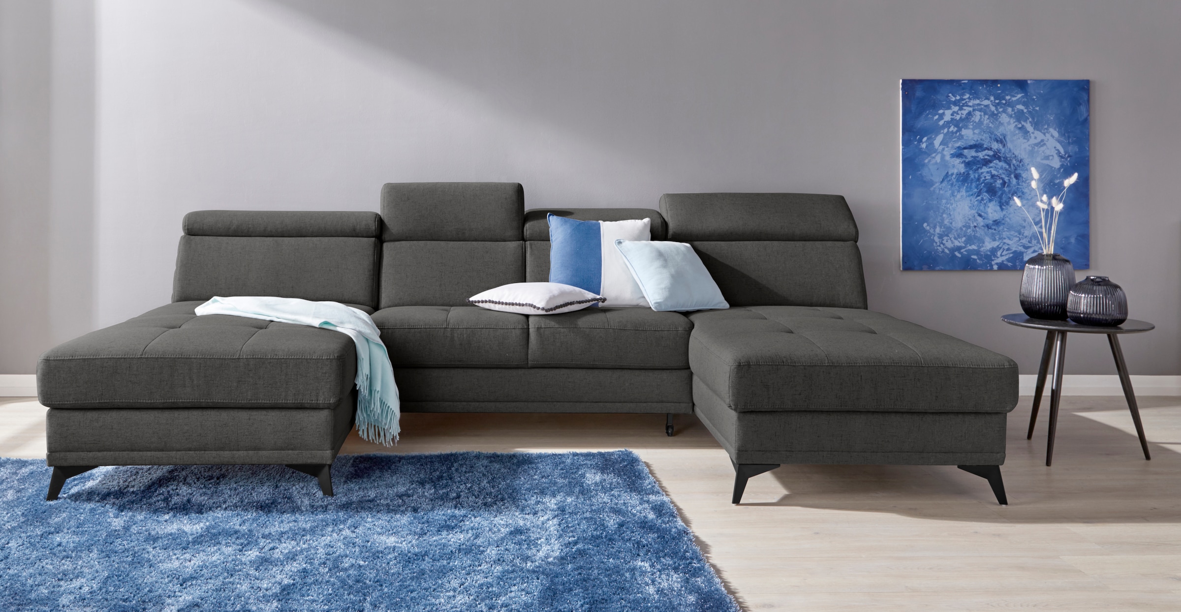 Home affaire Wohnlandschaft "Cardiz U-Form" inkl.Kopfteilverstellung und Federkern wahlweise mit Bettfunktion