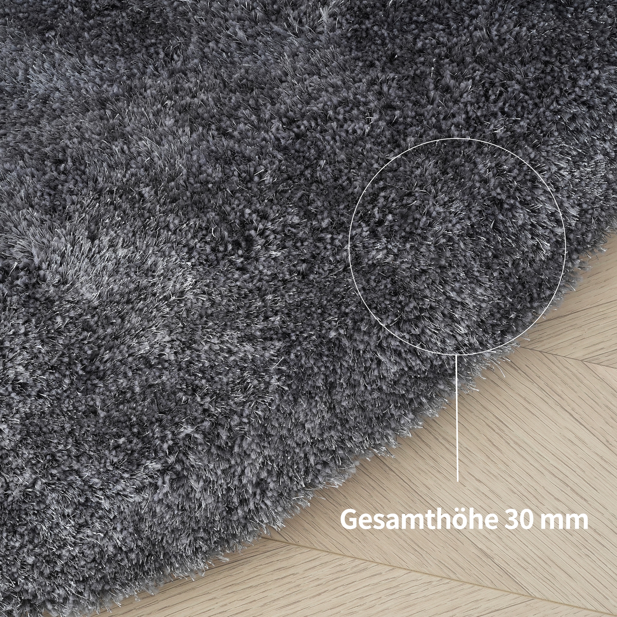 Bruno Banani Hochflor-Teppich »Dana Teppich, Kundenliebling«, rund, 30 mm Höhe, unifarben, Mikrofaser Teppiche, Wohnzimmer, Schlafzimmer, Esszimmer