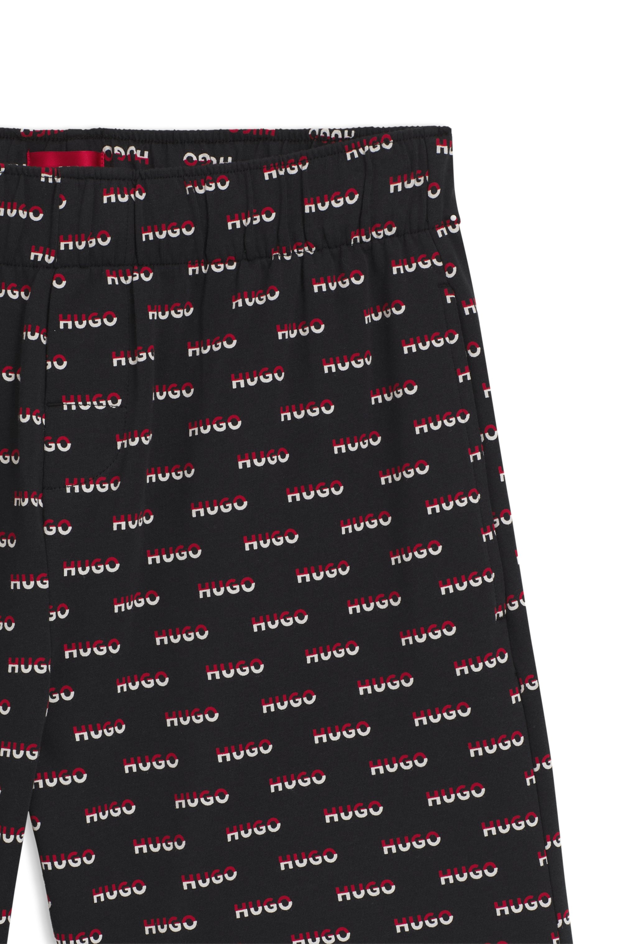 HUGO Underwear Pyjamashorts »SPLIT LOGO«, zweifarbige Logo's allover, elasticher Bund