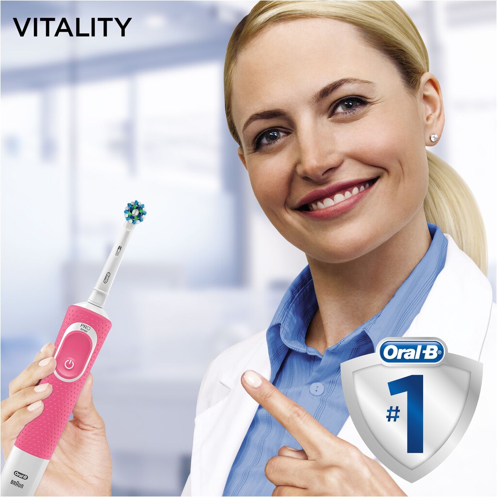 Oral-B Elektrische Zahnbürste »Vitality 100 CrossAction Pink«, 1 St. Aufsteckbürsten