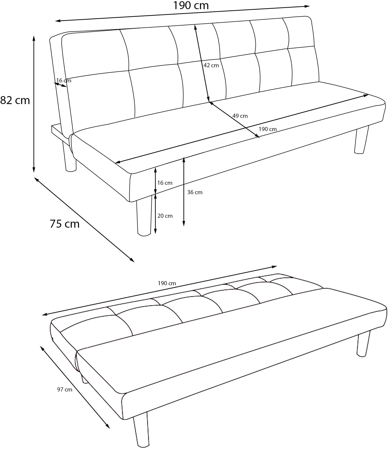 Dorel Home Schlafsofa »Alby«, verschiedene Farbvarianten erhältlich, Sitzhöhe 36 cm, Breite 90 cm