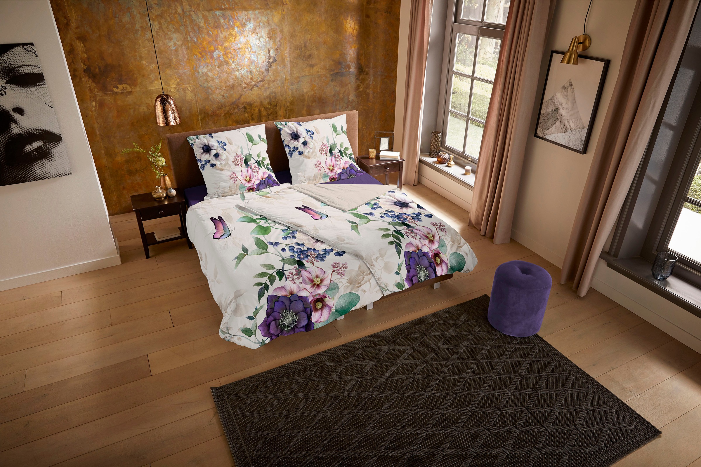 PURE luxury collection Wendebettwäsche »Dinda«, 135x200, Pflegeleicht, Reissverschluss, Wendeoptik, Blumen, Natur