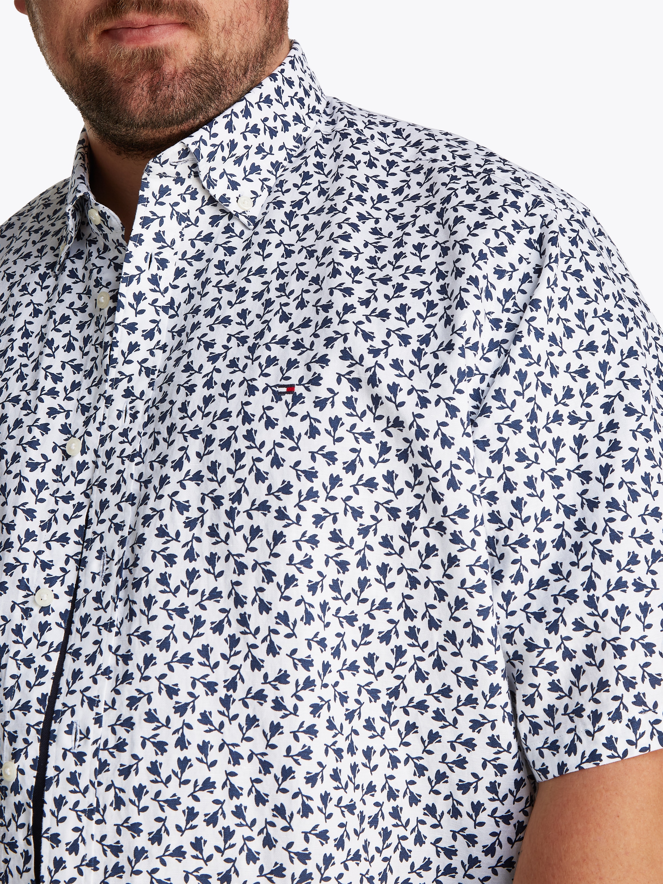 Tommy Hilfiger Big & Tall Kurzarmhemd »BT-LINEN BLEND MPRINT«, mit Allover-Print, Grosse Grössen