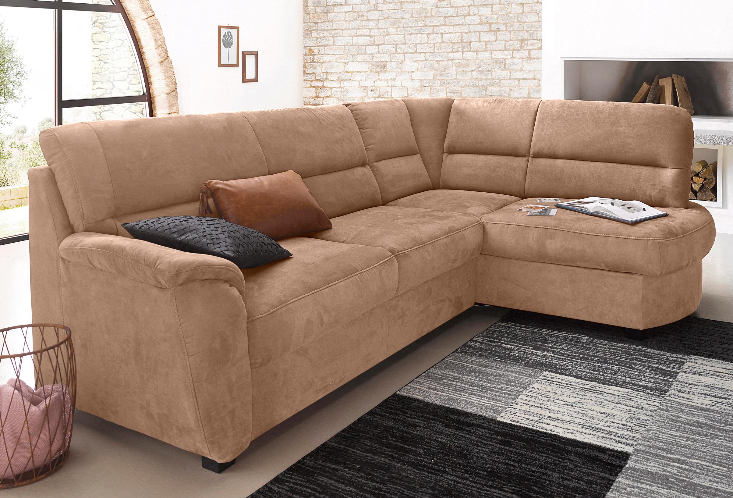 sit&more Ecksofa "Pandora, L-Form, B: 251 cm, Bettfunktion & Bettkasten wählbar" Frei im Raum stellbar, Federkernpolsterung, komfortable Sitzhöhe 45 cm