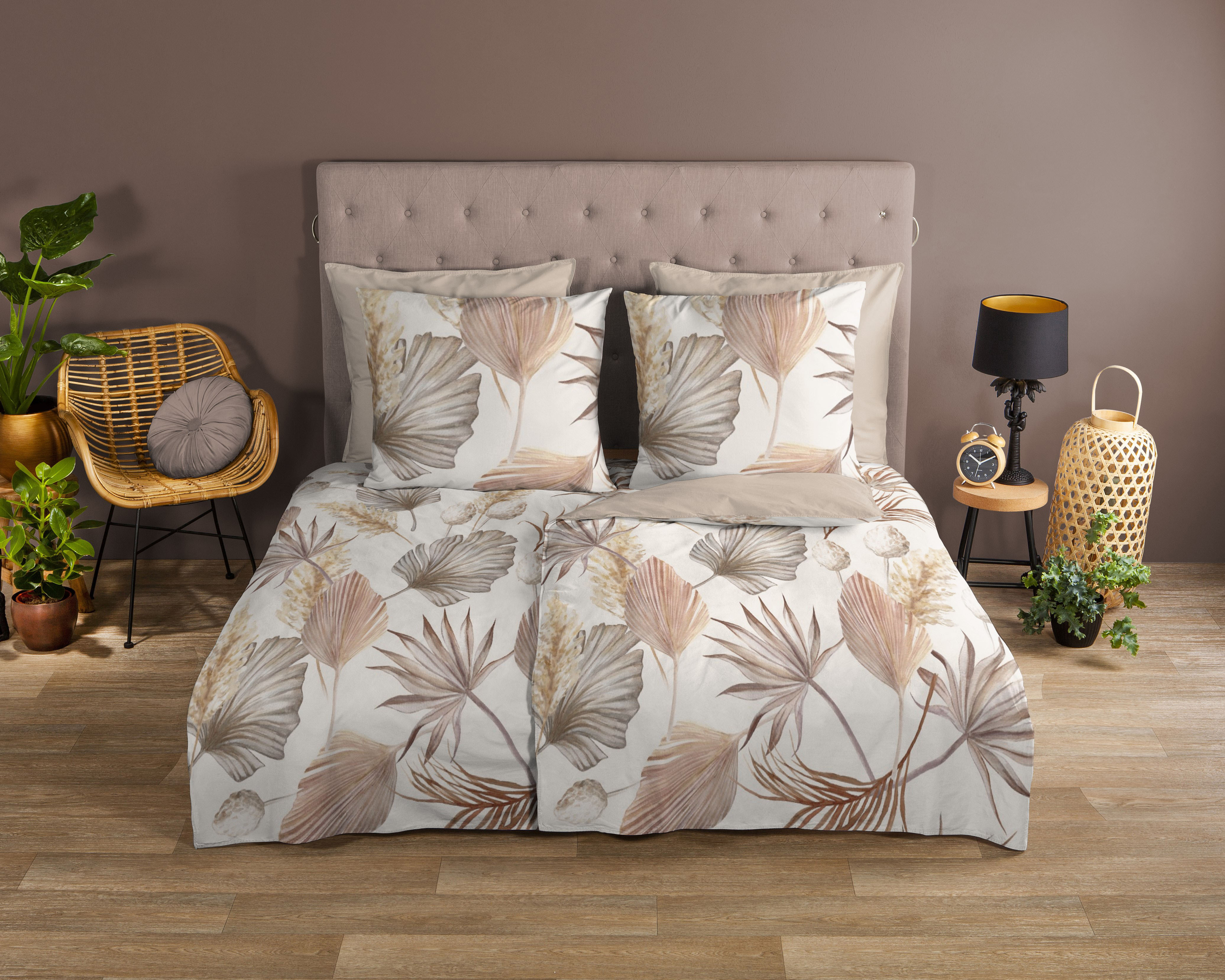 good morning Wendebettwäsche »Vince« 3 Stk. tlg. 100% Baumwolle, Renforcé, 135x200, Reissverschluss, Wendeoptik, Sand