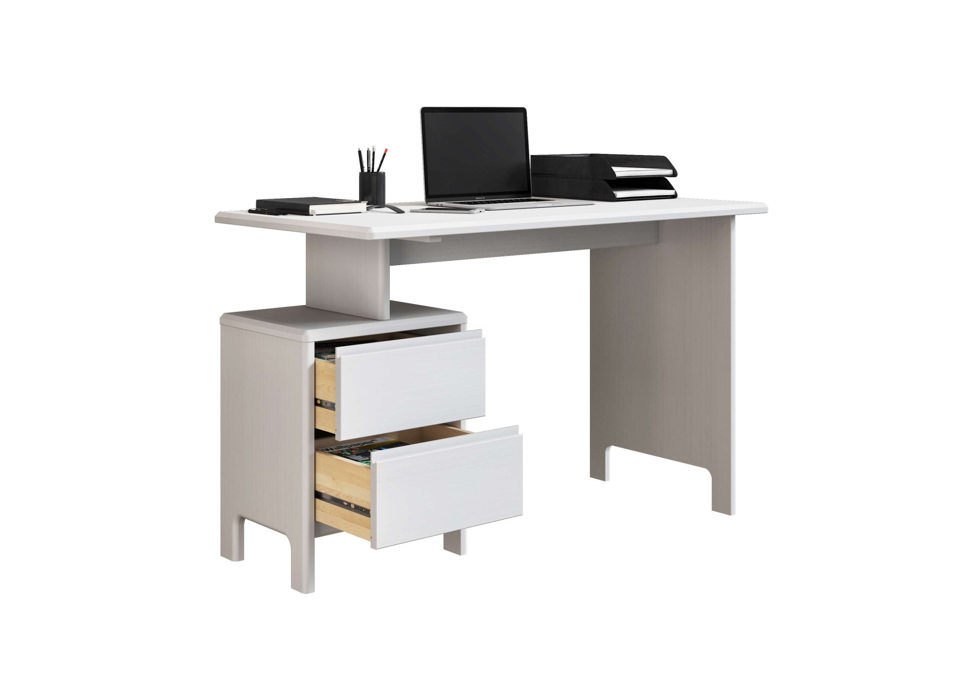 Home affaire Schreibtisch »Luven, Computertisch,«, zertifiziertes Massivholz, mit 2 Schubkästen, Breite 120-140 cm