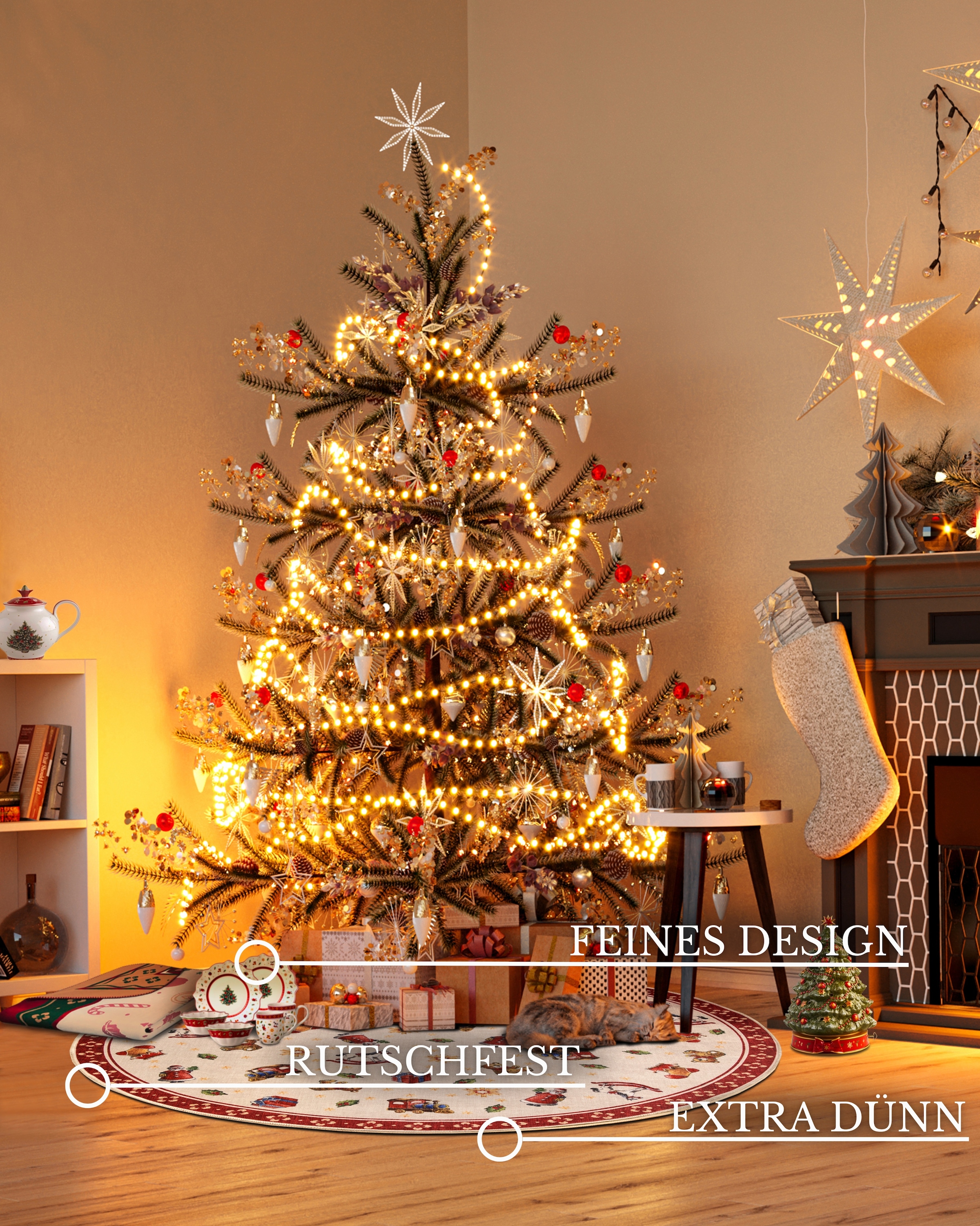 Villeroy & Boch Teppich »Nostalgic Toy's Delight, eckig, rund und Läufer«, rechteckig, 3 mm Höhe, Weihnachten, Wohnzimmer, Flur, Geschenk, Toys Delight, Dekoration