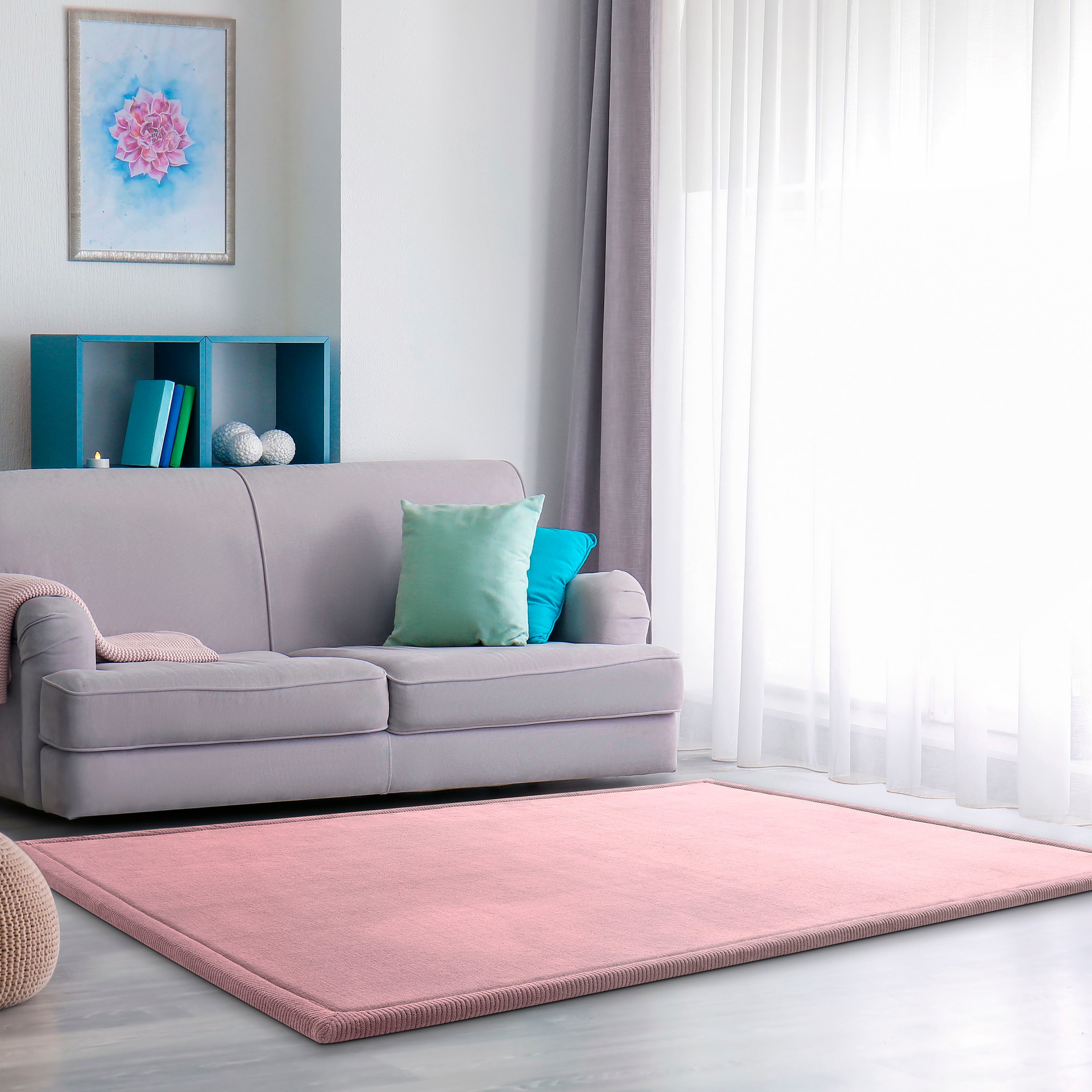 Paco Home Teppich »Tatami 475«, rechteckig, 24 mm Höhe, Kurzflor, Uni-Farben, mit Memory Foam, waschbar