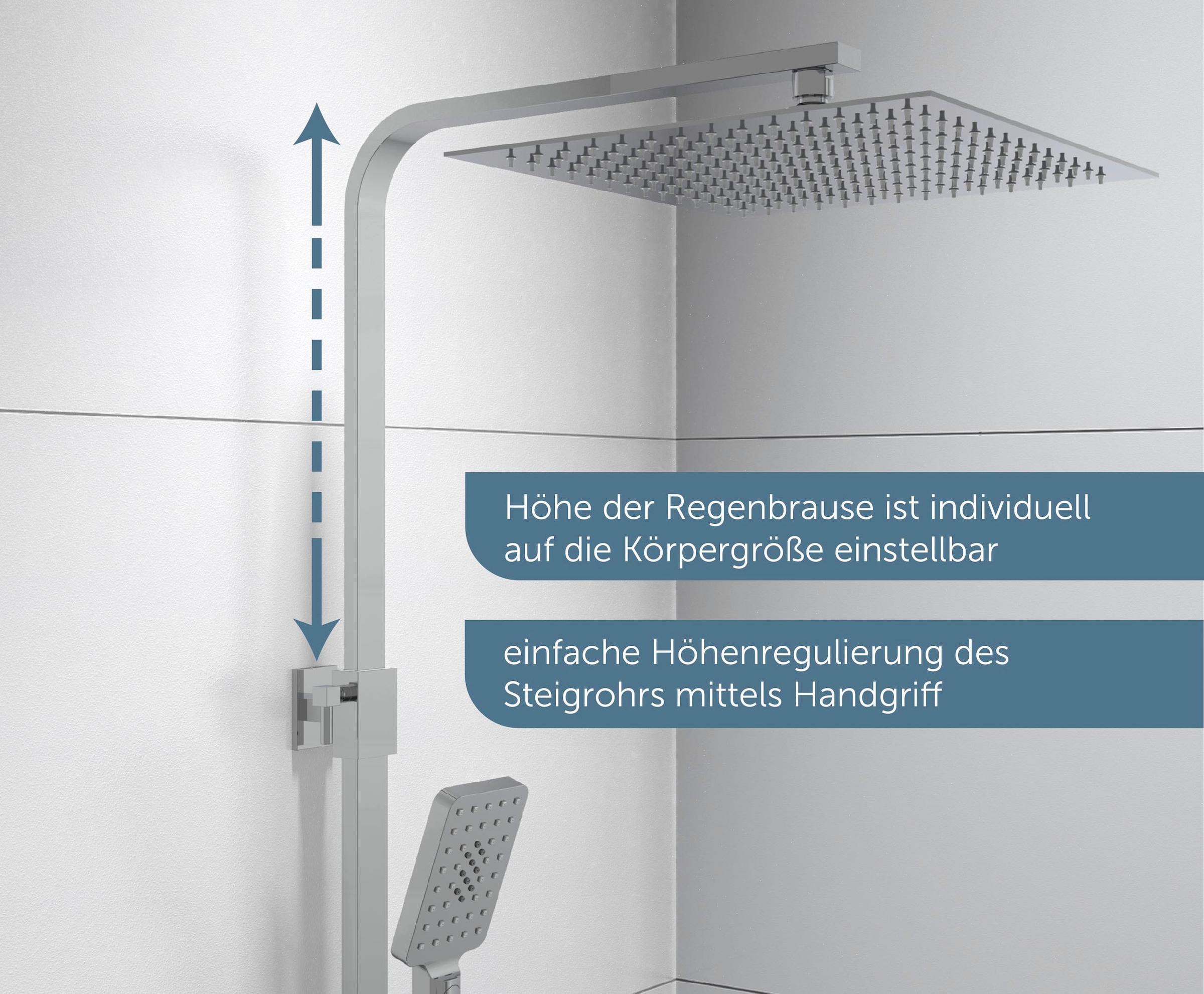 Schütte Brausegarnitur »OCEAN«, Sicherheitssperre, höhenverstellb., inkl. Glasablage, Antikalk