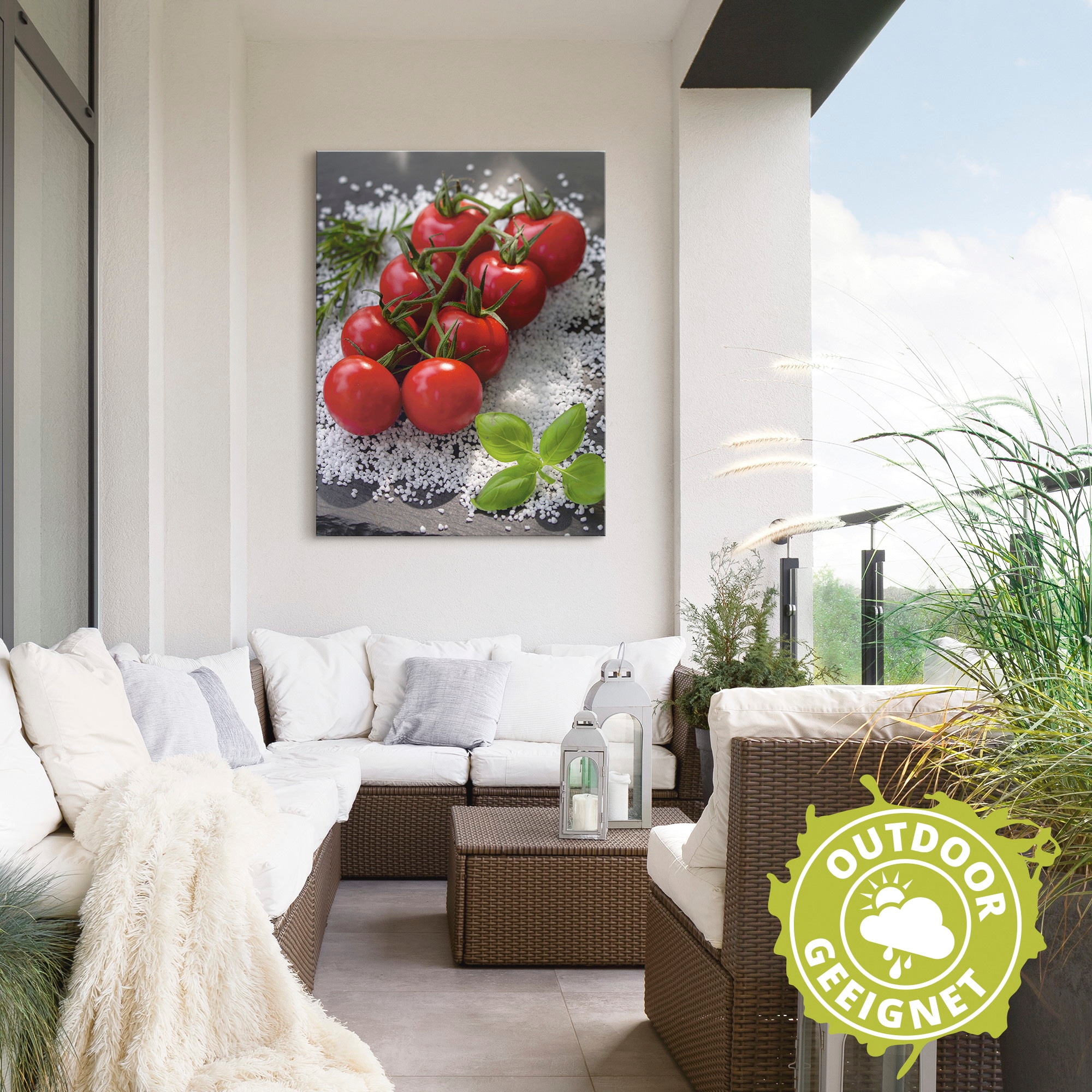 Artland Wandbild »Tomaten Rispe auf Salz«, Lebensmittel, (1 St.), als Alubild, Outdoorbild, Poster in verschied. Grössen