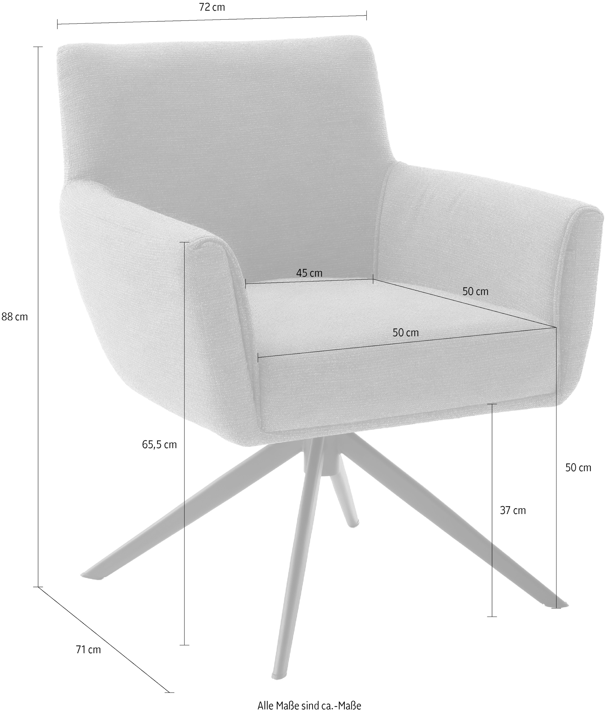 MCA furniture 4-Fussstuhl »WILSON Esszimmerstuhl, Armlehnstuhl, Polsterstuhl, modern«, (Set), 1 St., Leder, Stuhl, Armlehnenstuhl, drehbar, Taschenfederkern, belastbar 160 kg,XXL