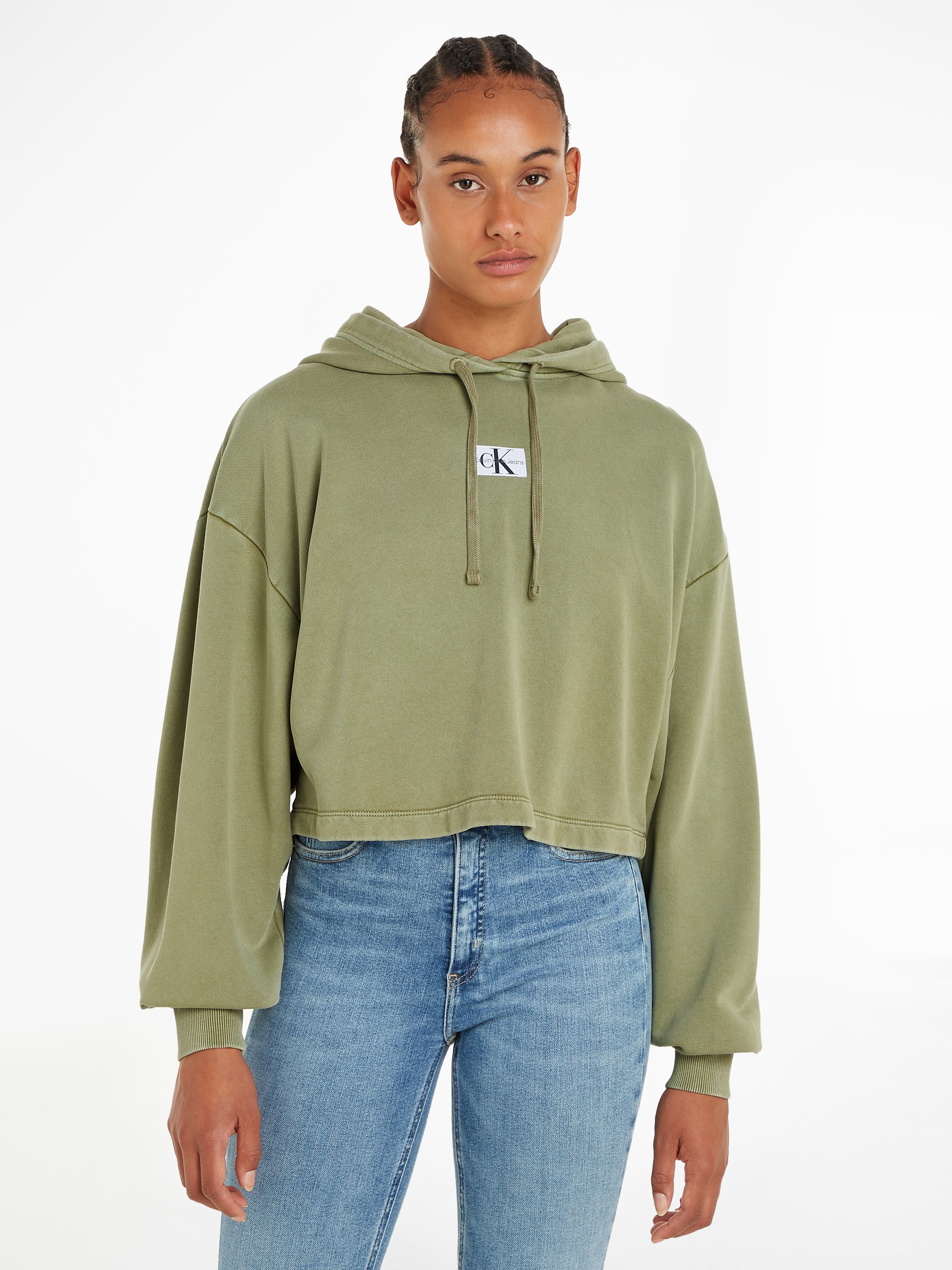 Calvin Klein Jeans Kapuzensweatshirt »WASHED WOVEN LABEL HOODIE«, mit Logoschriftzug