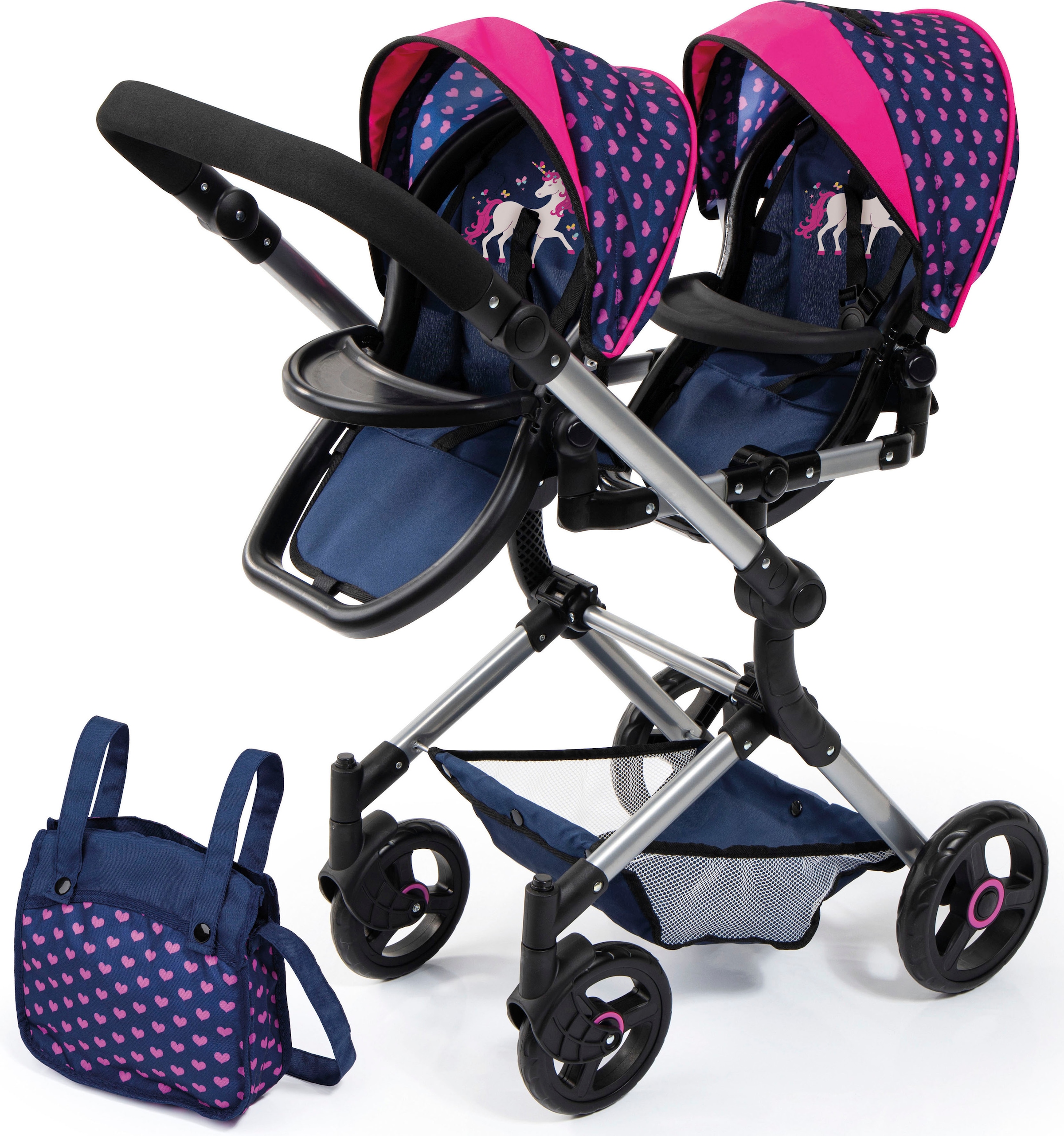 Bayer Zwillingspuppenwagen »Twin Neo, blau/pink«