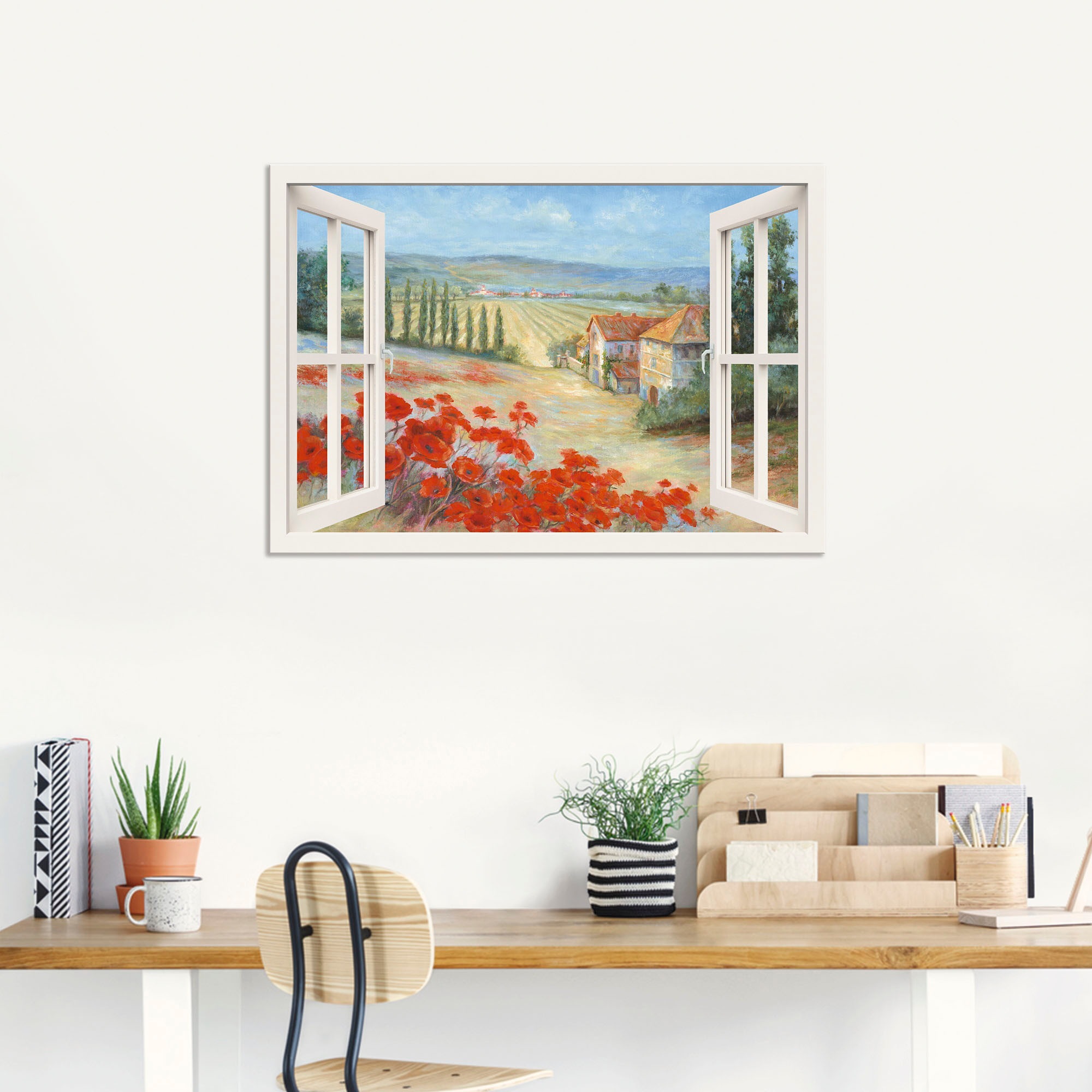 Artland Wandbild (1 Alubild, »Mohnlandschaft«, online als shoppen Leinwandbild, versch. Fensterblick, oder Poster St.), in Jelmoli-Versand | Wandaufkleber Grössen