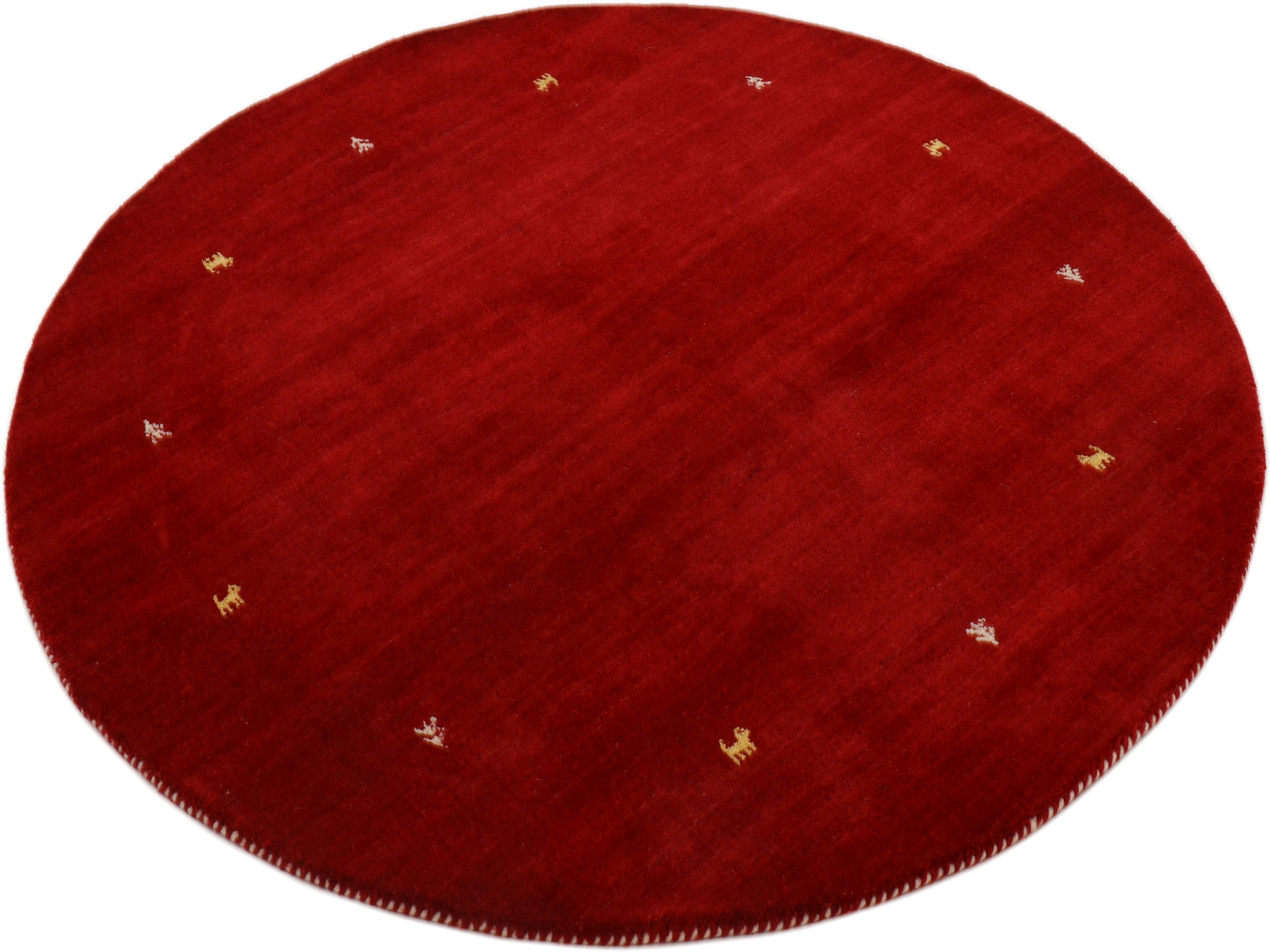 carpetfine Wollteppich »Gabbeh Uni«, rund, 15 mm Höhe, reine Wolle handgewebt, Gabbeh Tiermotiv warmes Raumklima viele Grössen