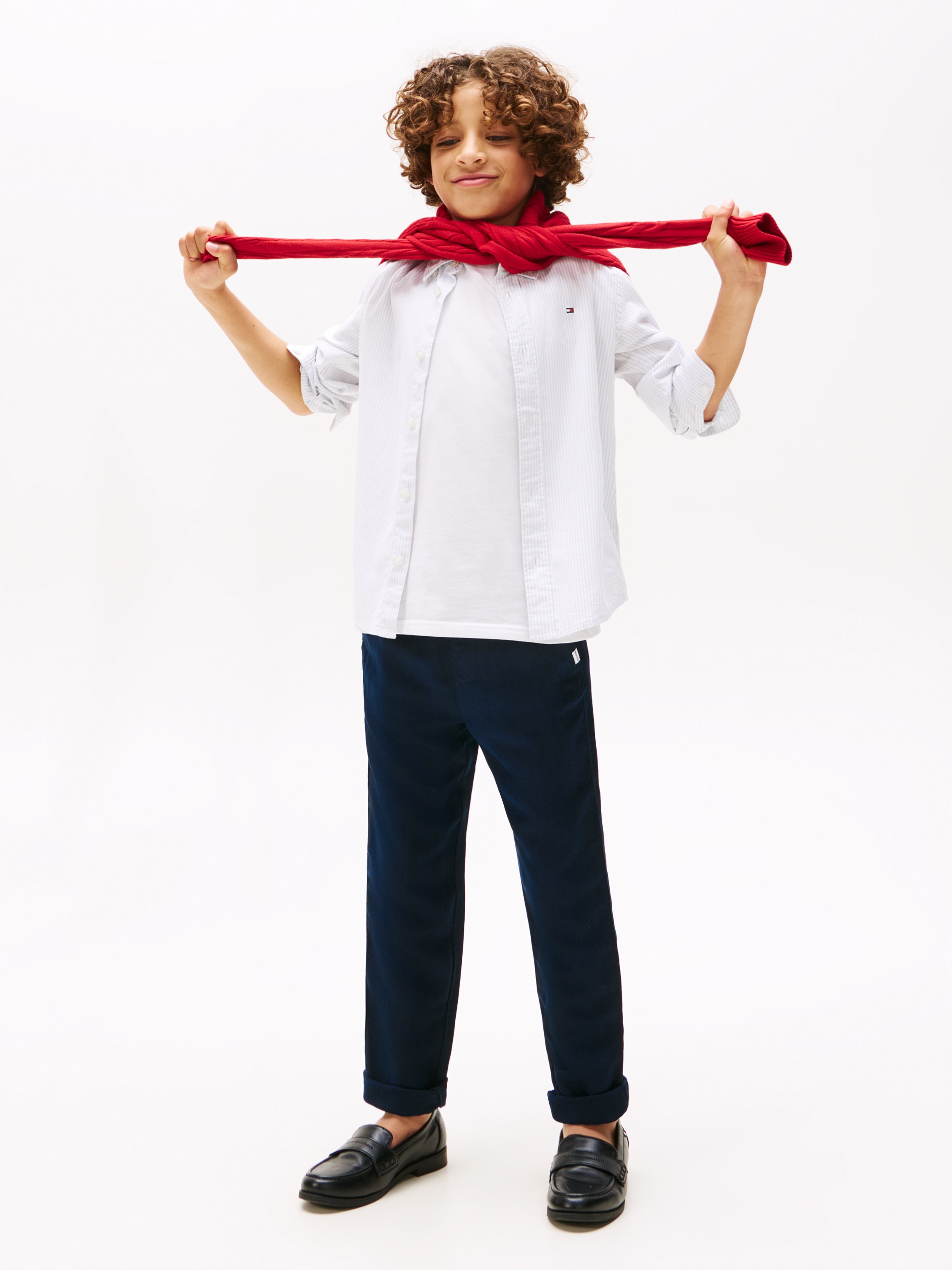 Tommy Hilfiger Webhose »LINEN VISCOSE PANT«, mit Kordelzug, Logostickerei