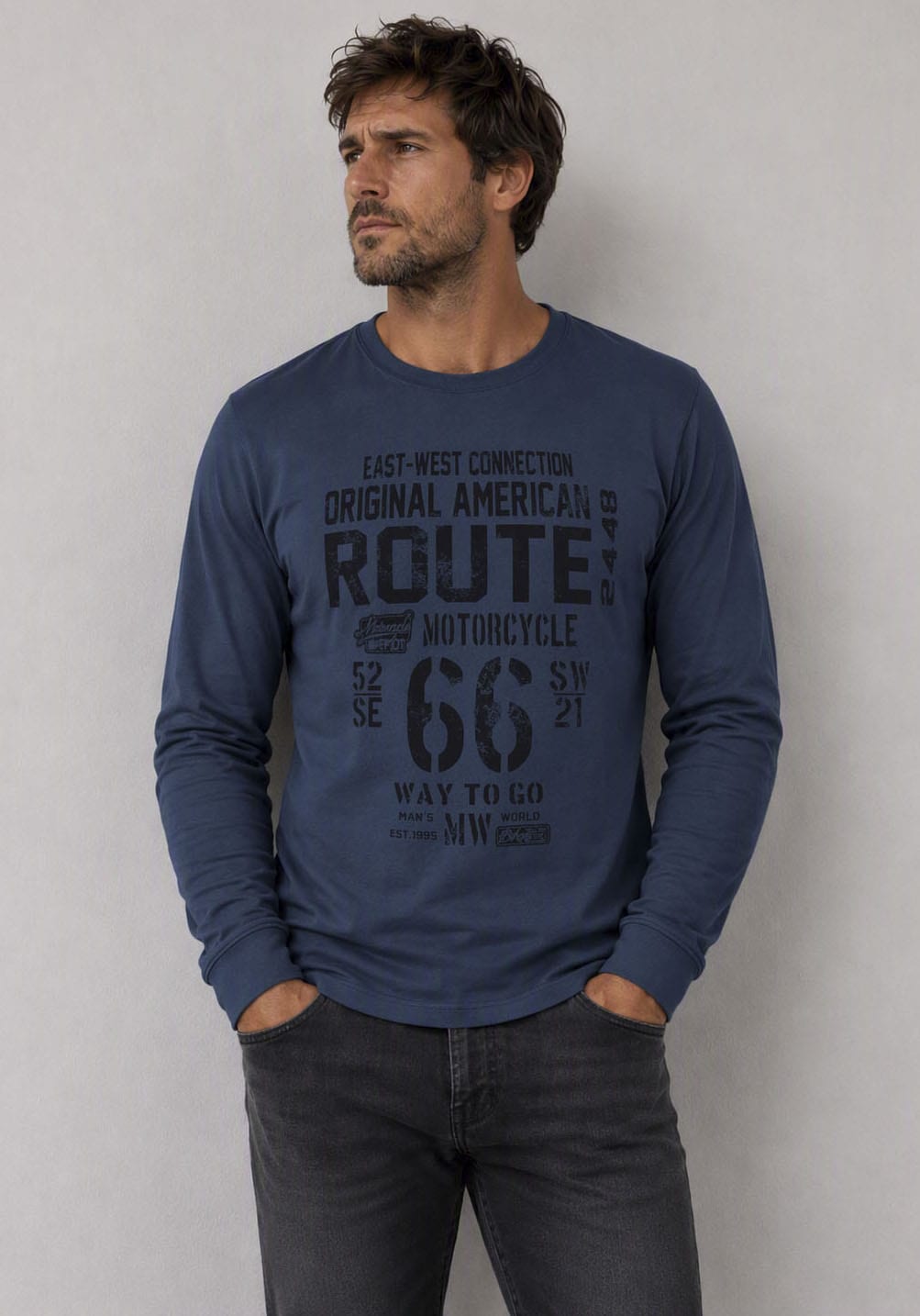 Mans World Rundhalsshirt "Neue Kollektion" mit Bündchen