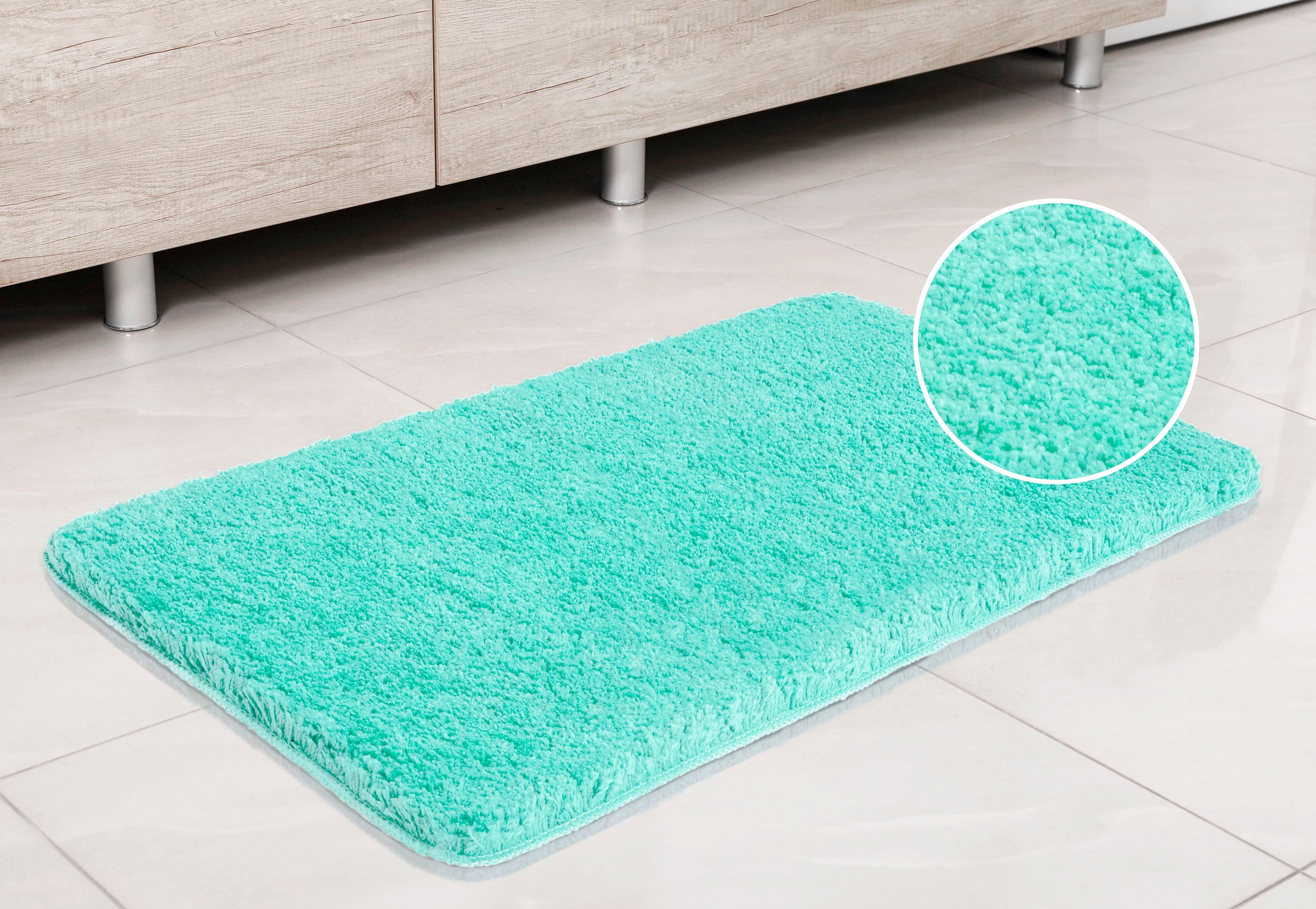 my home Badematte »Sanremo, Badvorleger, Badezimmer Teppich, sehr weich«, rutschhemmend beschichtet, fussbodenheizungsgeeignet-schnell trocknend, Badteppich, unifarben, rechteckig, rund & als 3-tlg. Set erhältlich