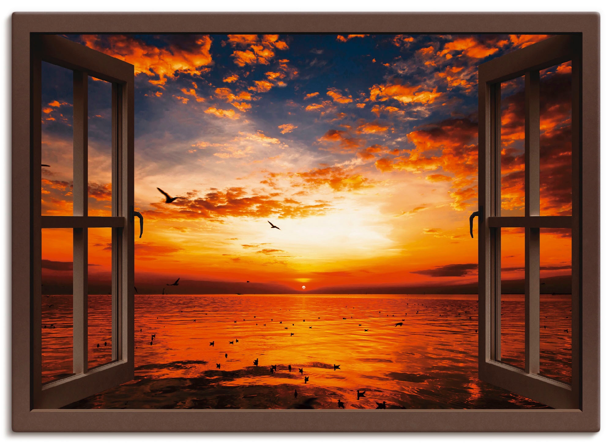 Artland Wandbild »Fensterblick Sonnenuntergang am Strand«, Fensterblick, (1  St.), als Leinwandbild, Wandaufkleber oder Poster in versch. Grössen online  shoppen | Jelmoli-Versand