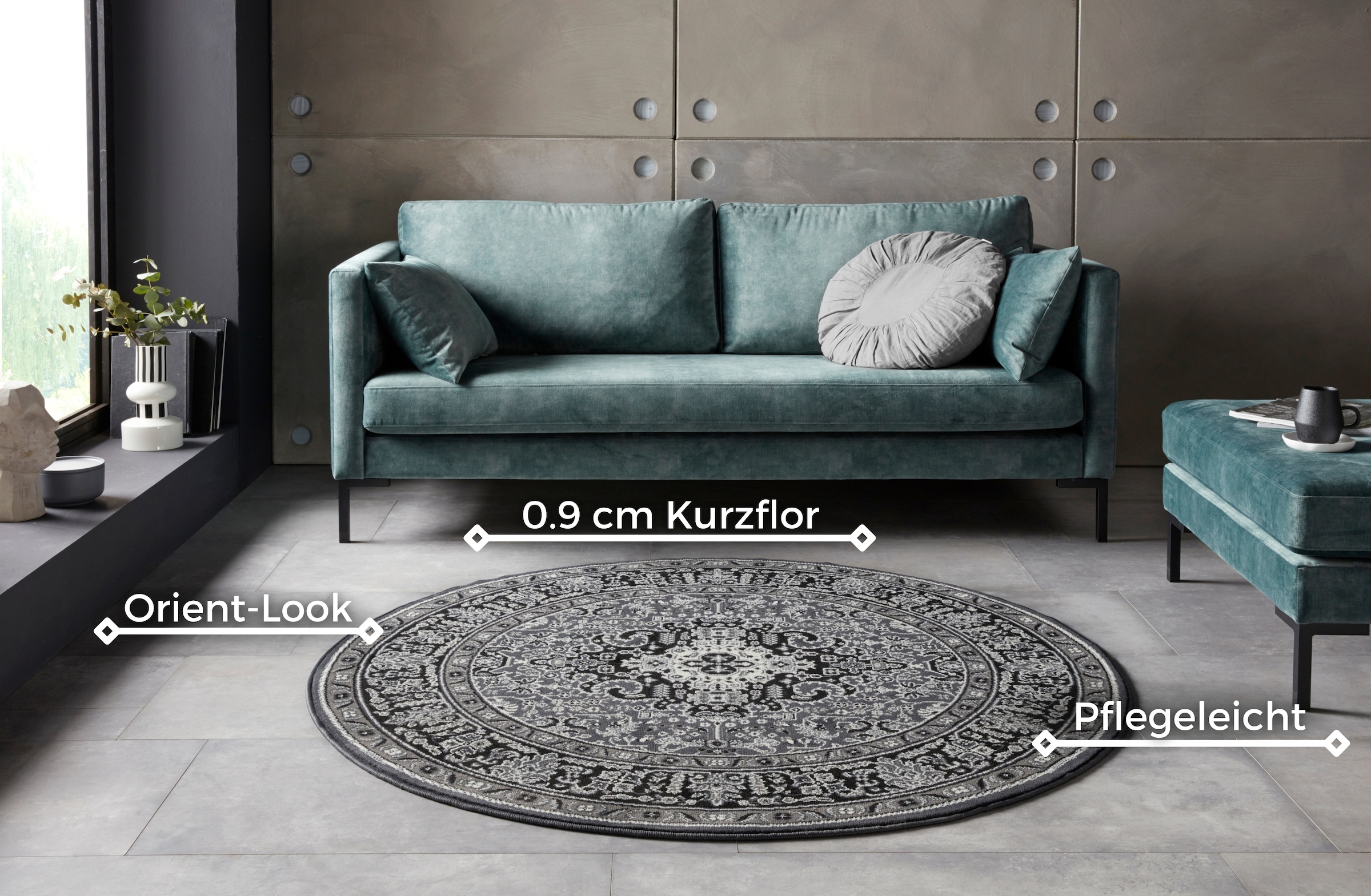HANSE Home Teppich »Skazar Isfahan«, rund, 9 mm Höhe, Kurzflor, Orient, Teppich, Vintage, Esszimmer, Wohnzimmer, Flur