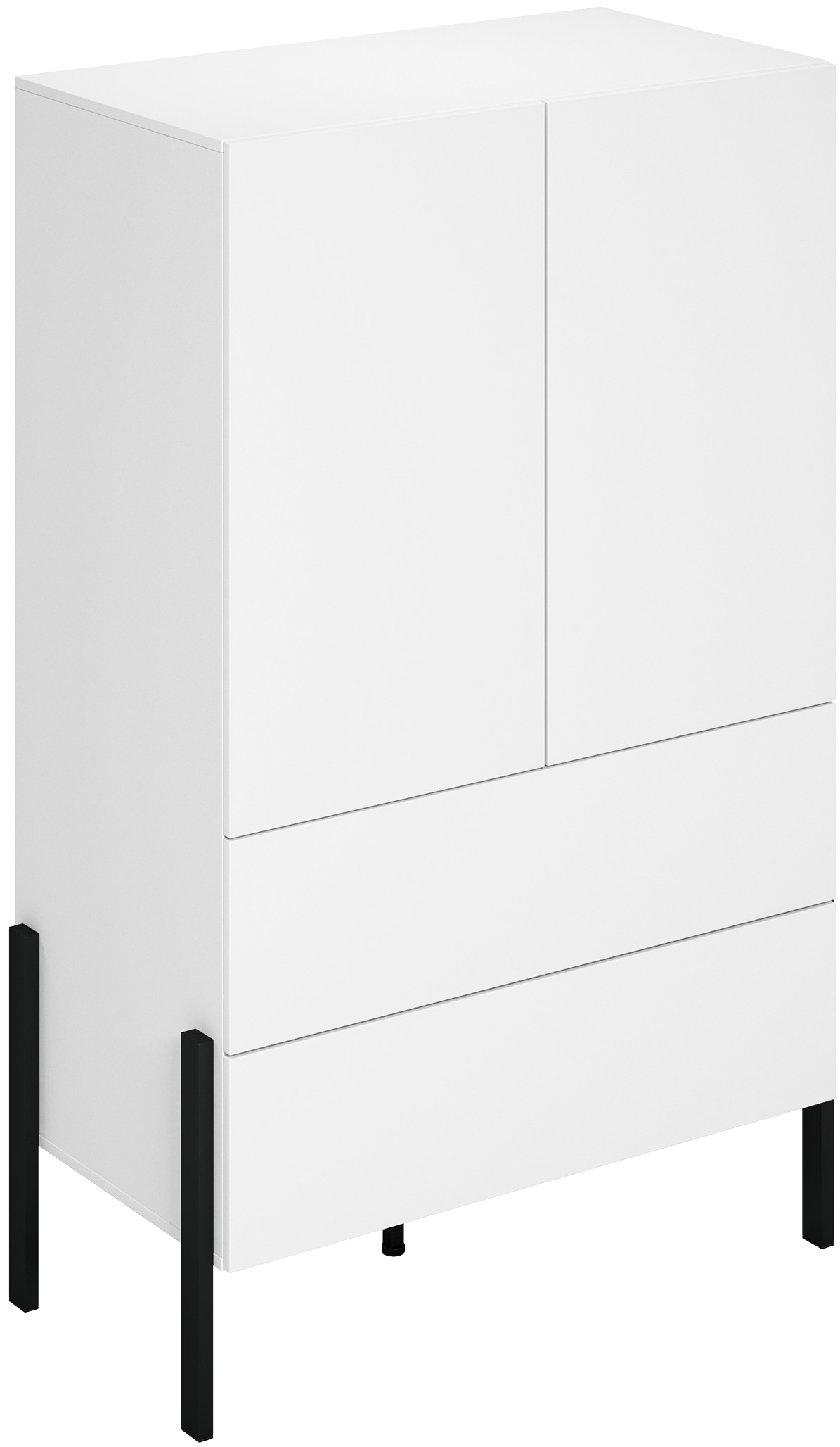 Home affaire Wäscheschrank »Jukon, moderner griffloser Kleiderschrank, Metallfüsse, Made in Europe«, (90x150x50, ideal für kleine Räume oder Nischen), Mehrzweckschrank,2 Schubladen, 2 Türen, FSC-zertifiziert
